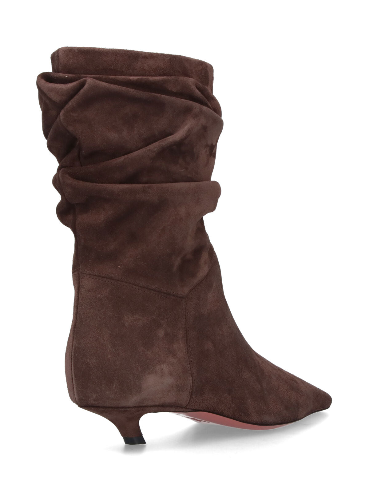 Ruched Dark Brown Suede Ankle Boots