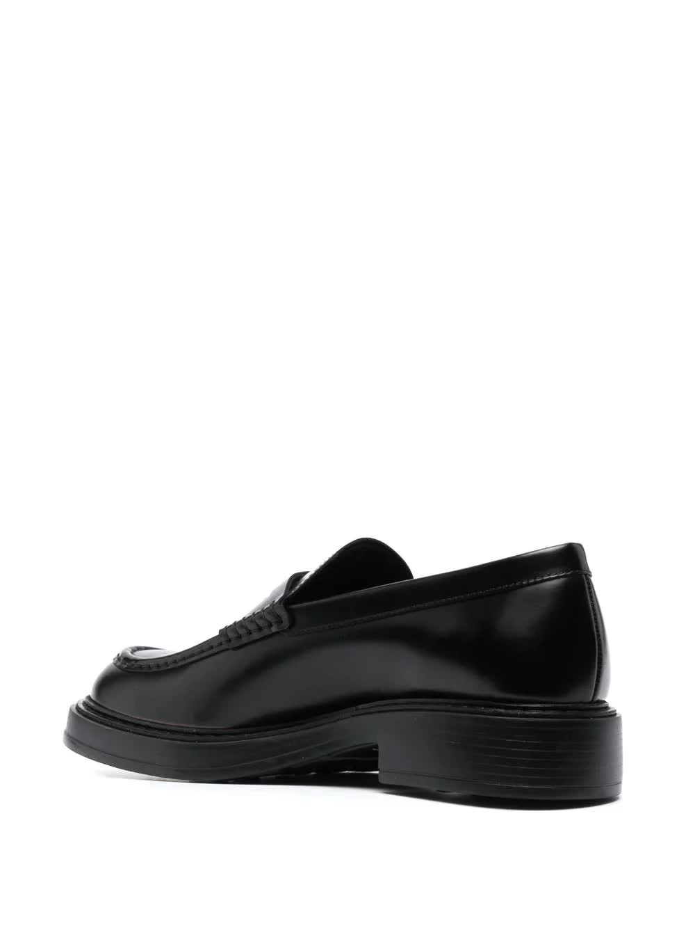 Black Leather Moccasin Leather Loafers
