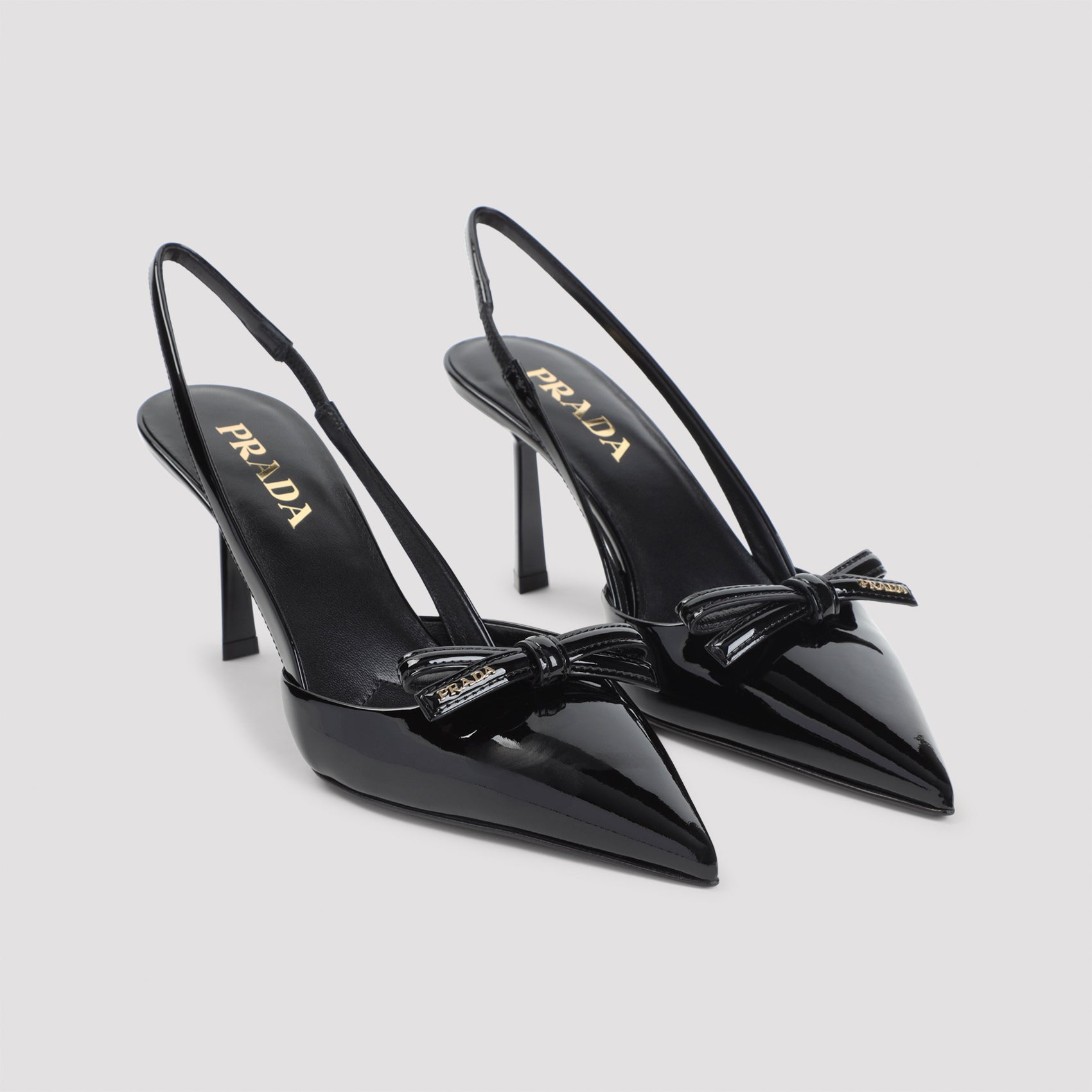 Slingback Pumps with Decorative Bow and Glossy Finish