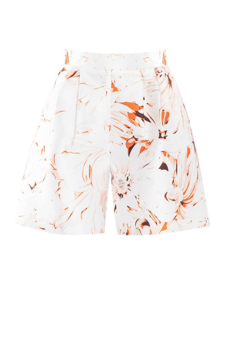 Mikado Flared Shorts With Print