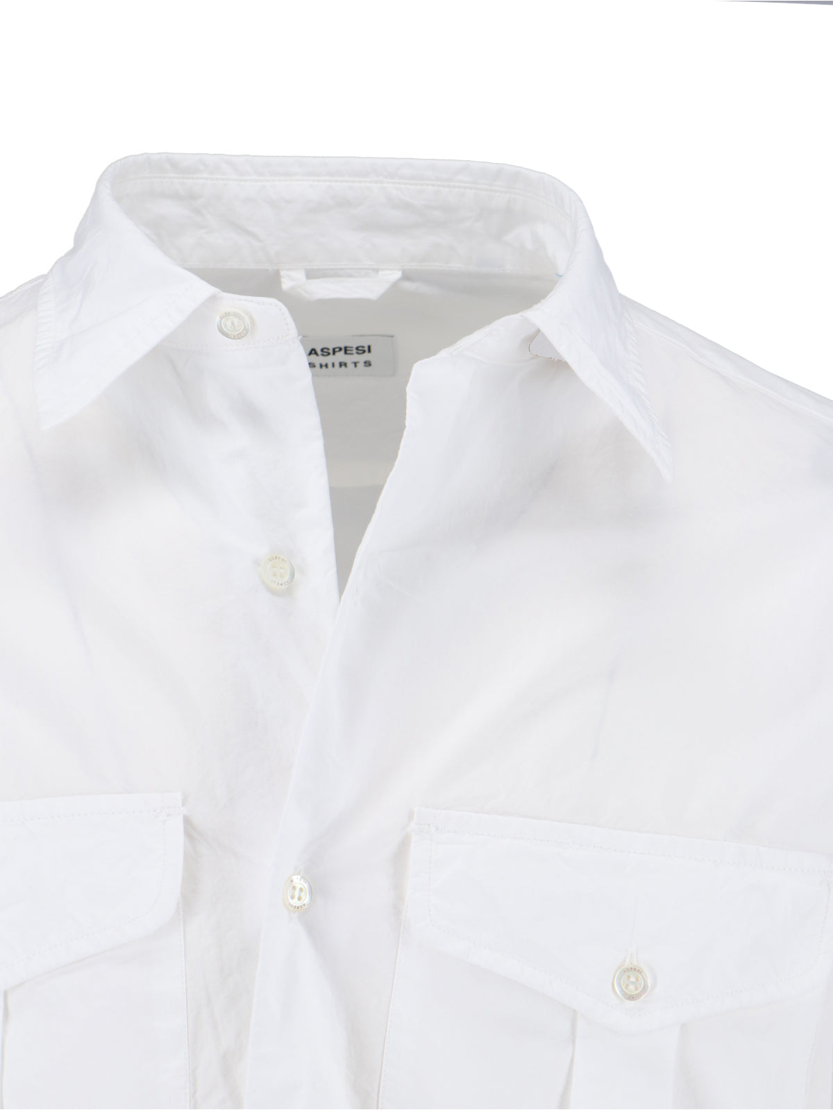 White Button-Down Shirt with Structured Collar