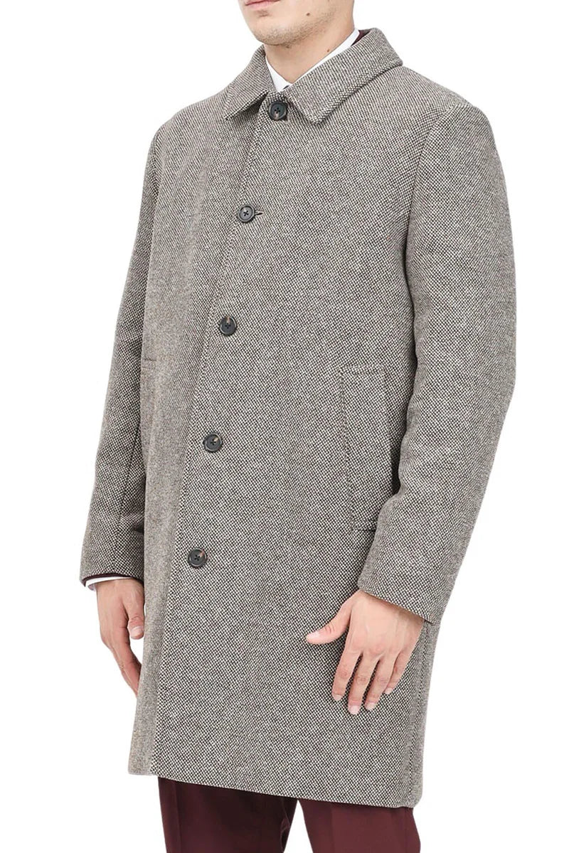 Wool Blend Coat - Brown