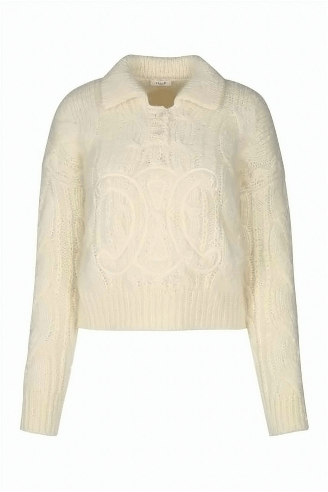 Cropped Knit Sweater With Cable Knit Detailing