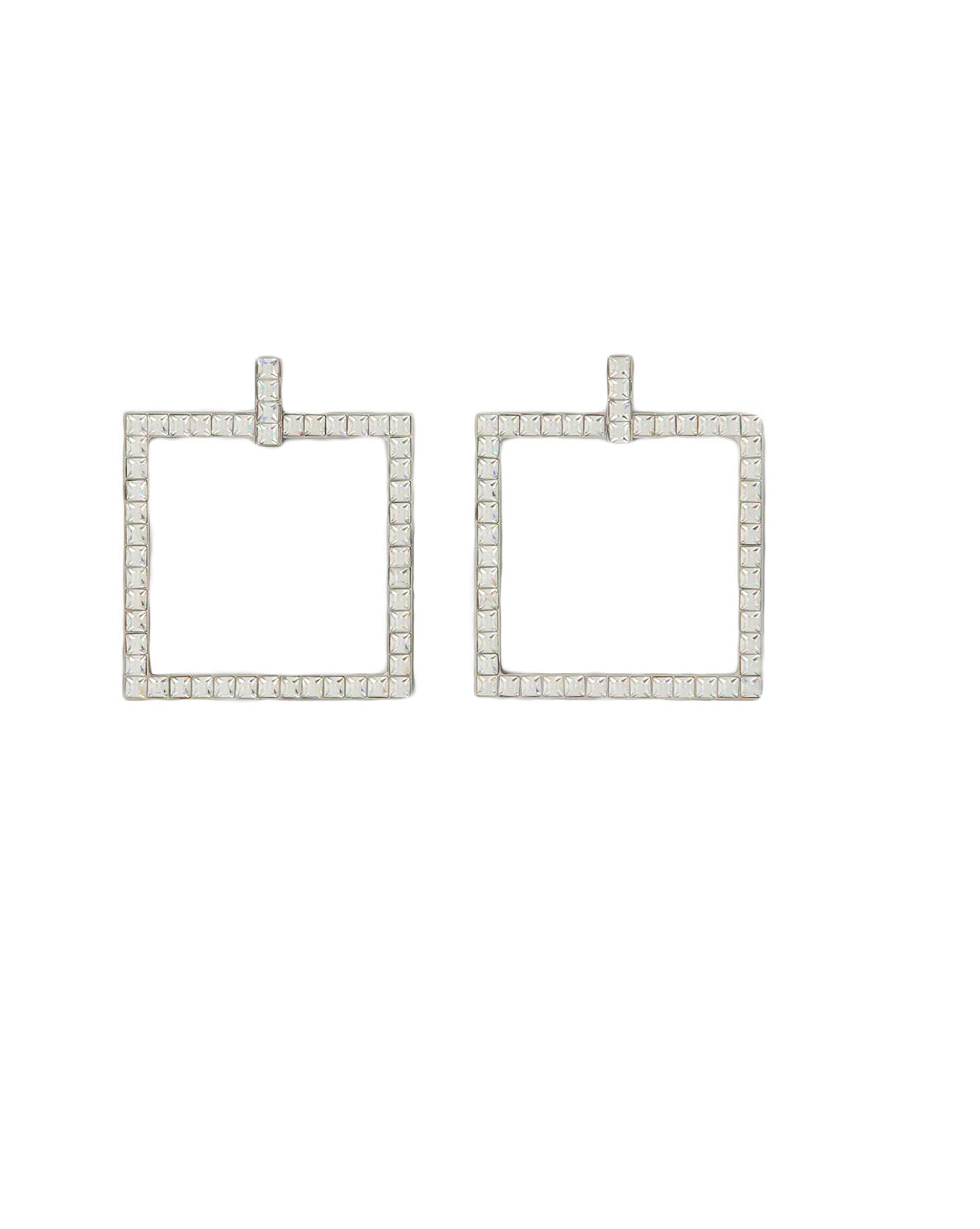 Square-Shaped Silver Earrings