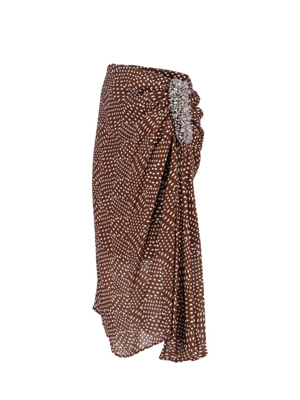 Midi Skirt With Irregular Polka Dot Print