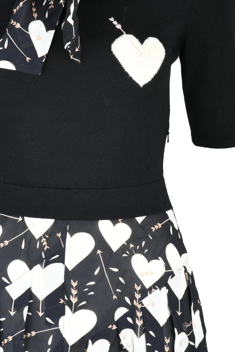 Flared Wool Dress - Black