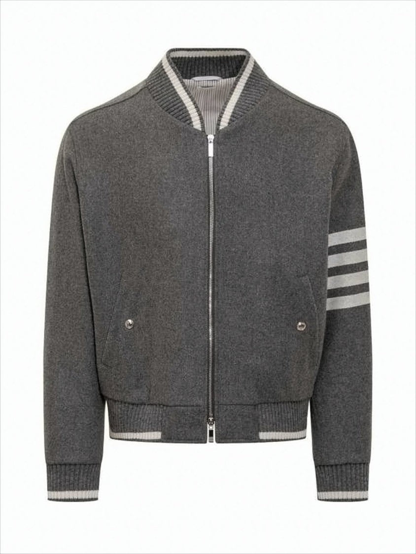 Classic Bomber Jacket with Ribbed Collar and Cuffs