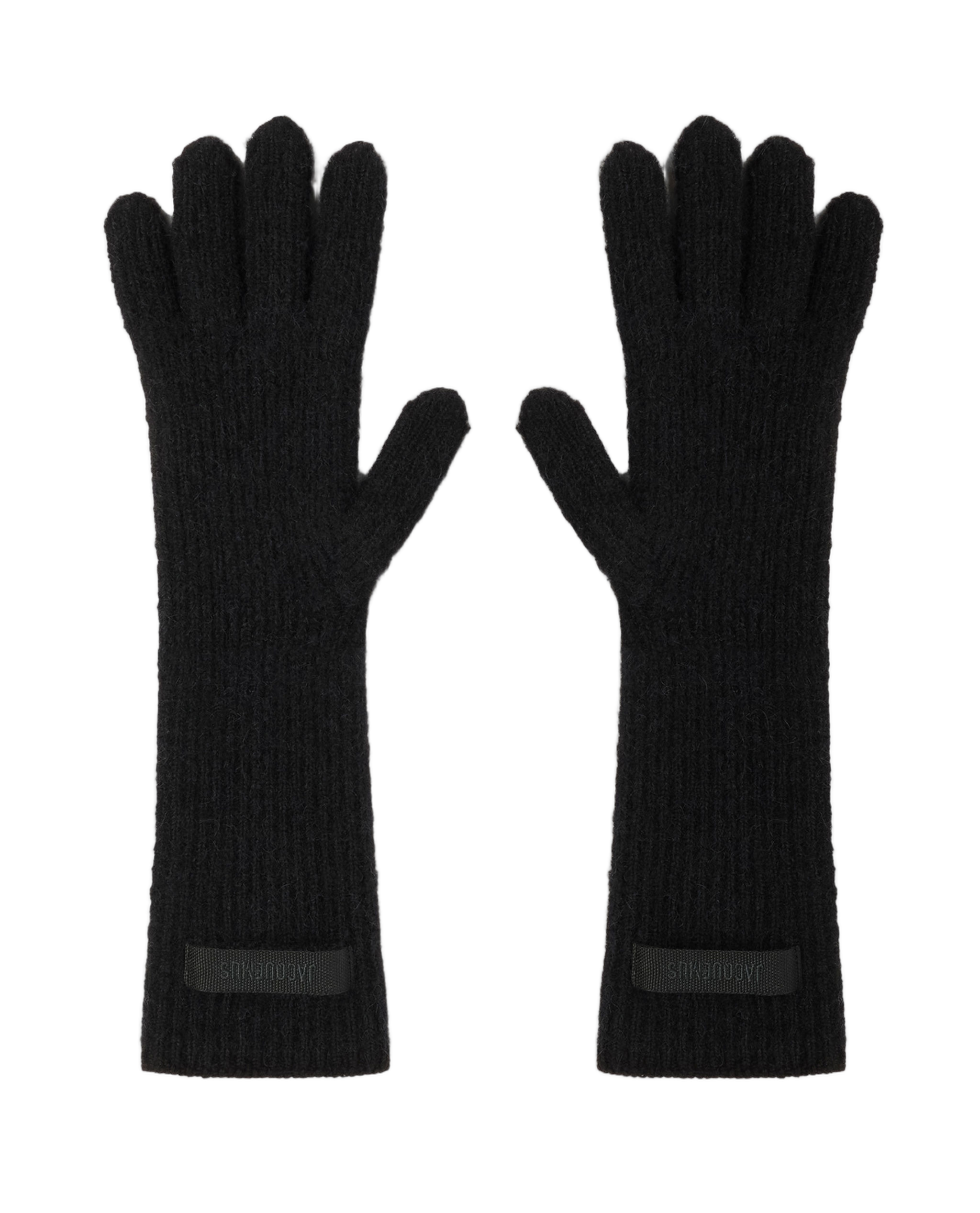 Ribbed Knit Gloves With Grosgrain Detailing