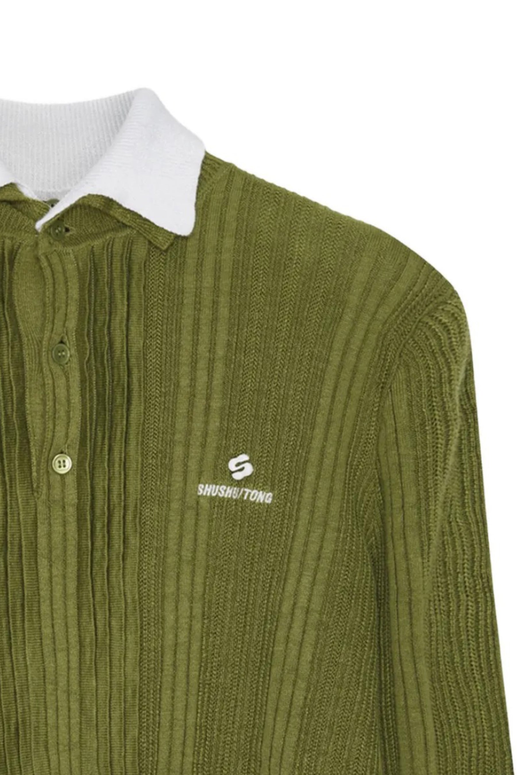 Green Contrast Collar Knit Pullover