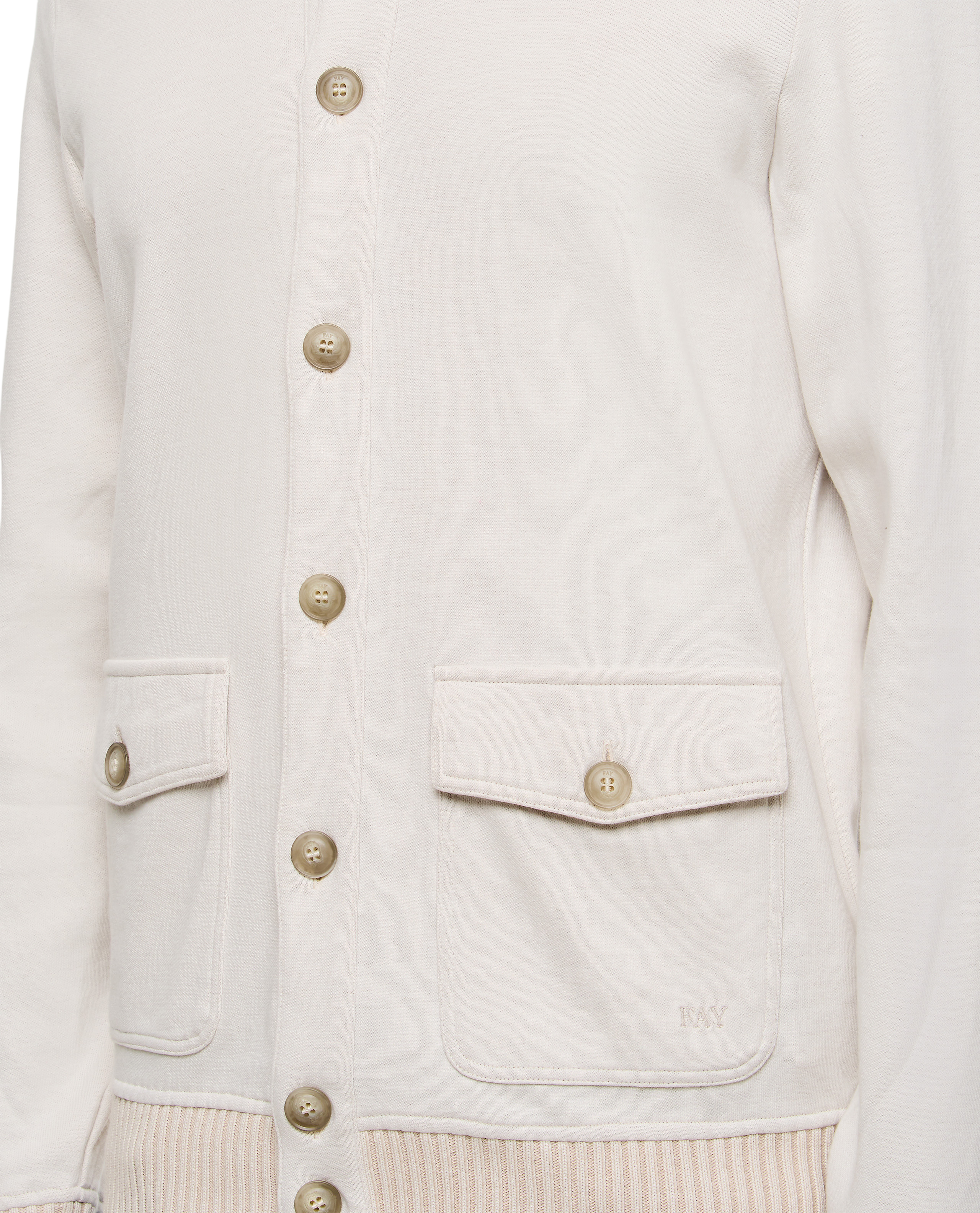 Beige Bomber Jacket With Button Closure