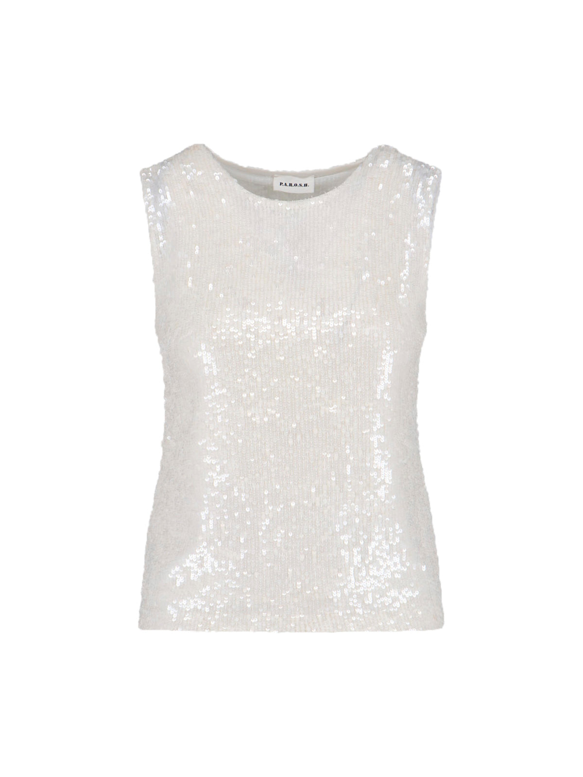 White Sequin Sleeveless Top
