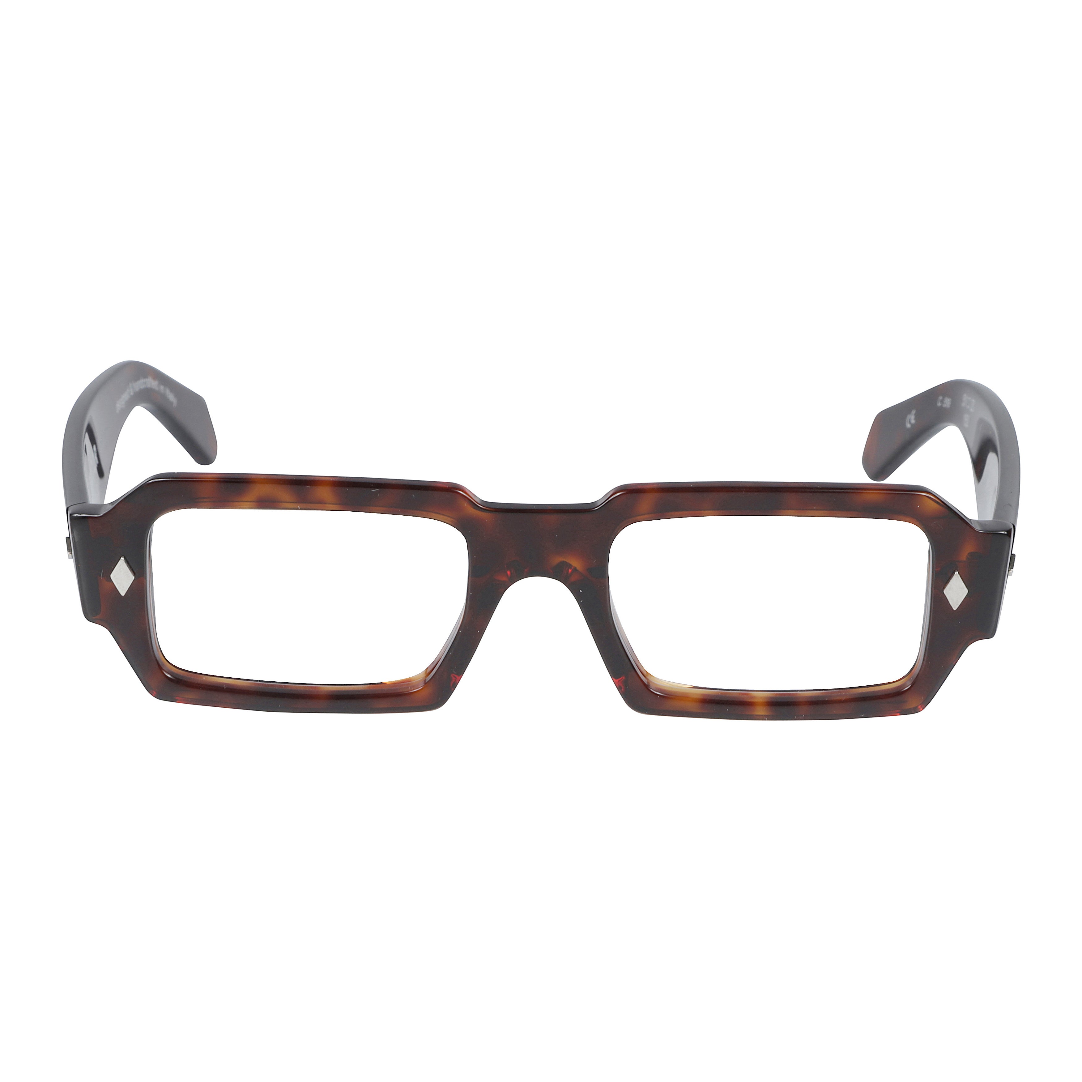 Rock Star Bold Rectangular Tortoiseshell Eyeglasses with Silver Accents