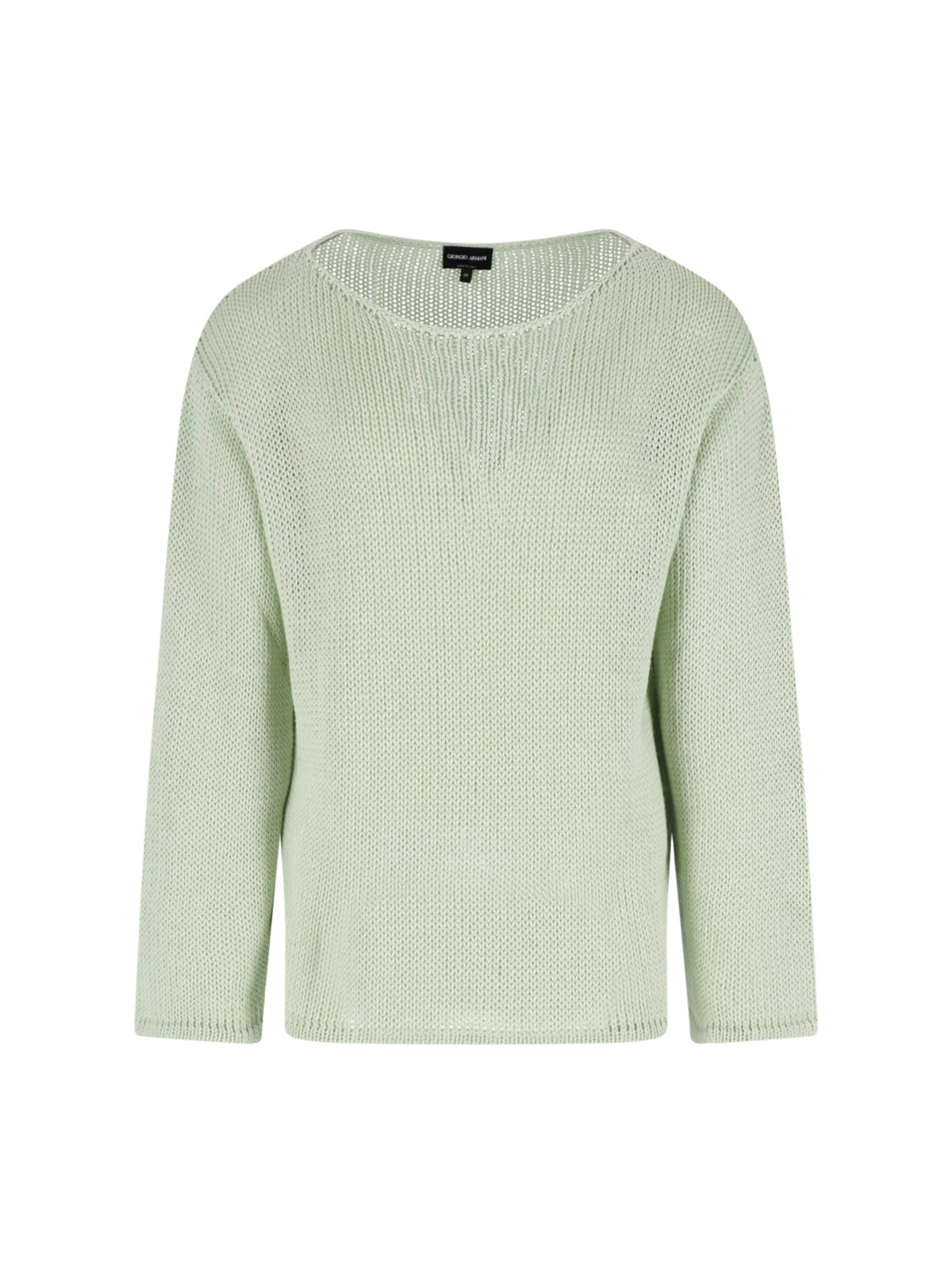 Green Round Neck Linen Blend Sweater