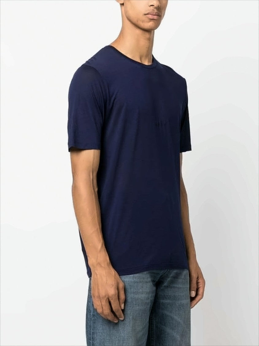 Embroidered Logo Blue Rayon T-Shirt