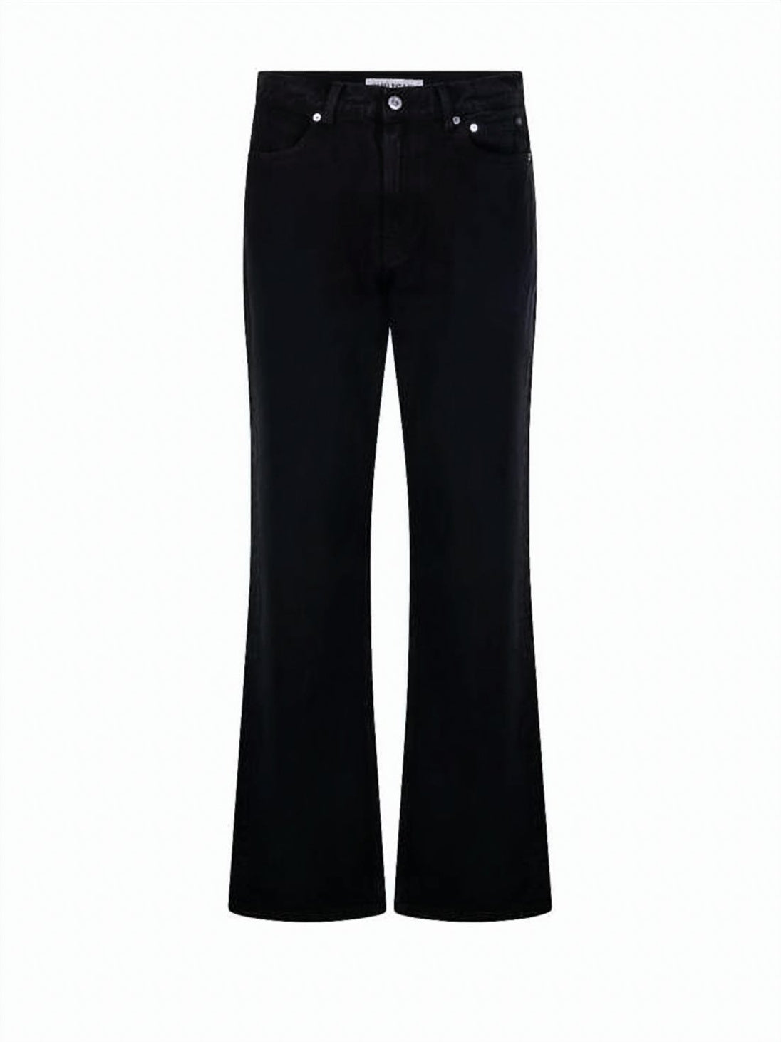 Slightly Flared Black Denim Pants with Five-Pocket Design