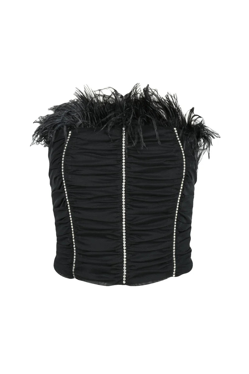 Tulle Bustier Top - Black