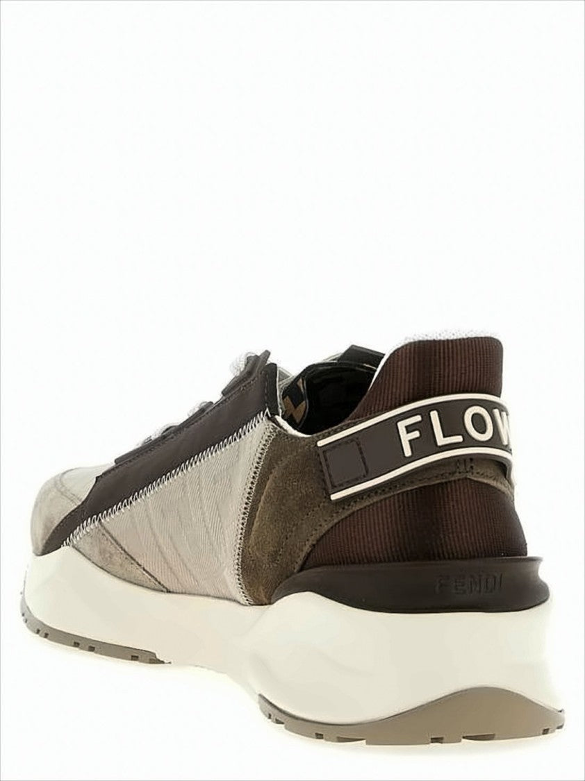 Calf Leather And Suede Sneakers With Side Zipper Detail