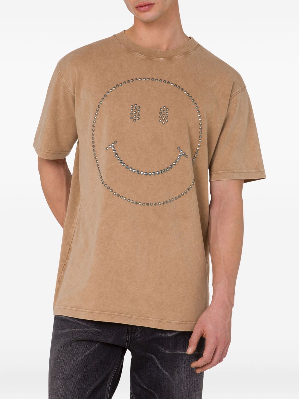Smiley Face Studded Short-Sleeve T-Shirt