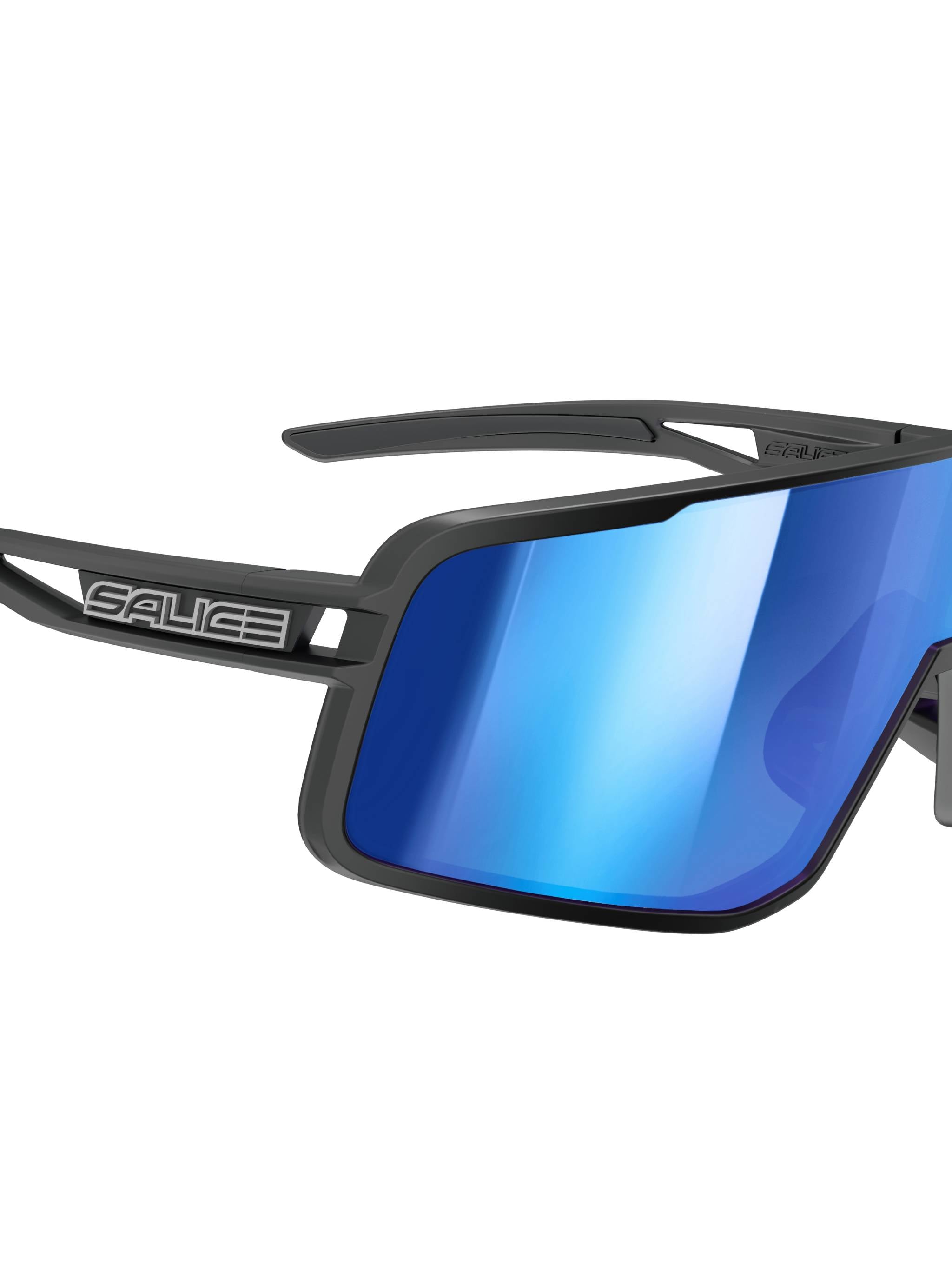Black Occhiale Blue Mirrored Angular Sunglasses