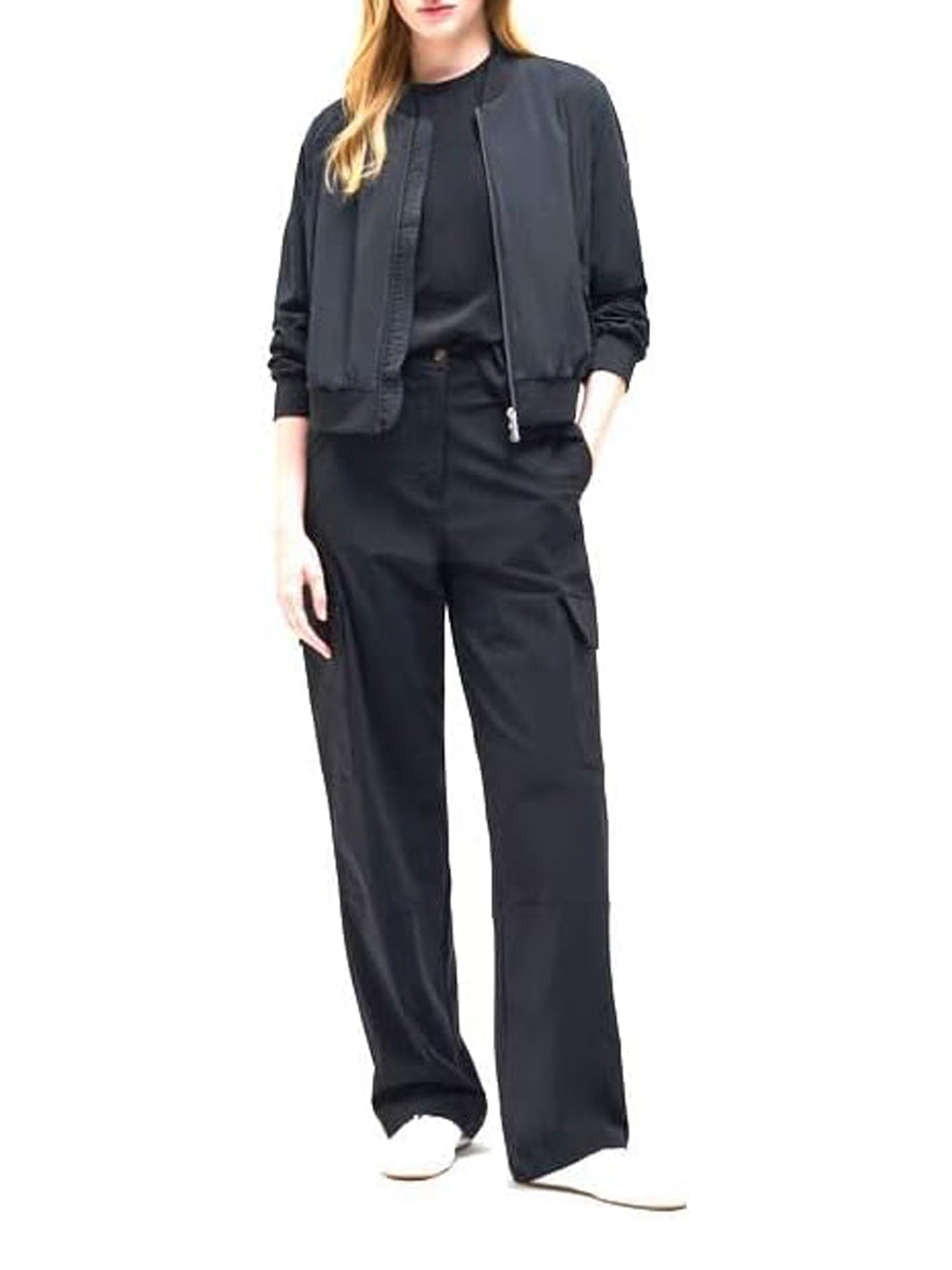 Cropped Black Bomber Jacket