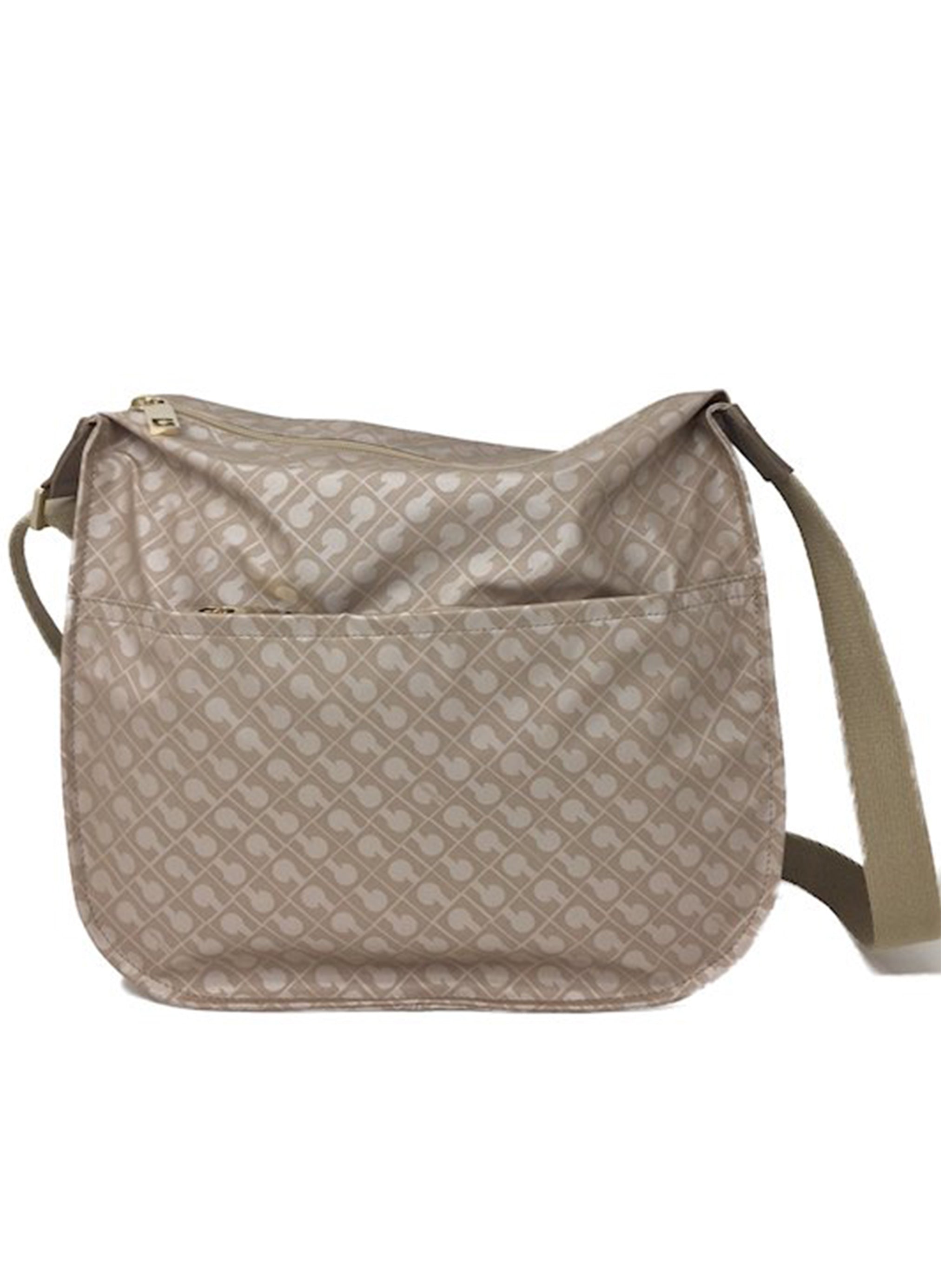 Neutrals Rectangular Patterned Leather Crossbody Satchel