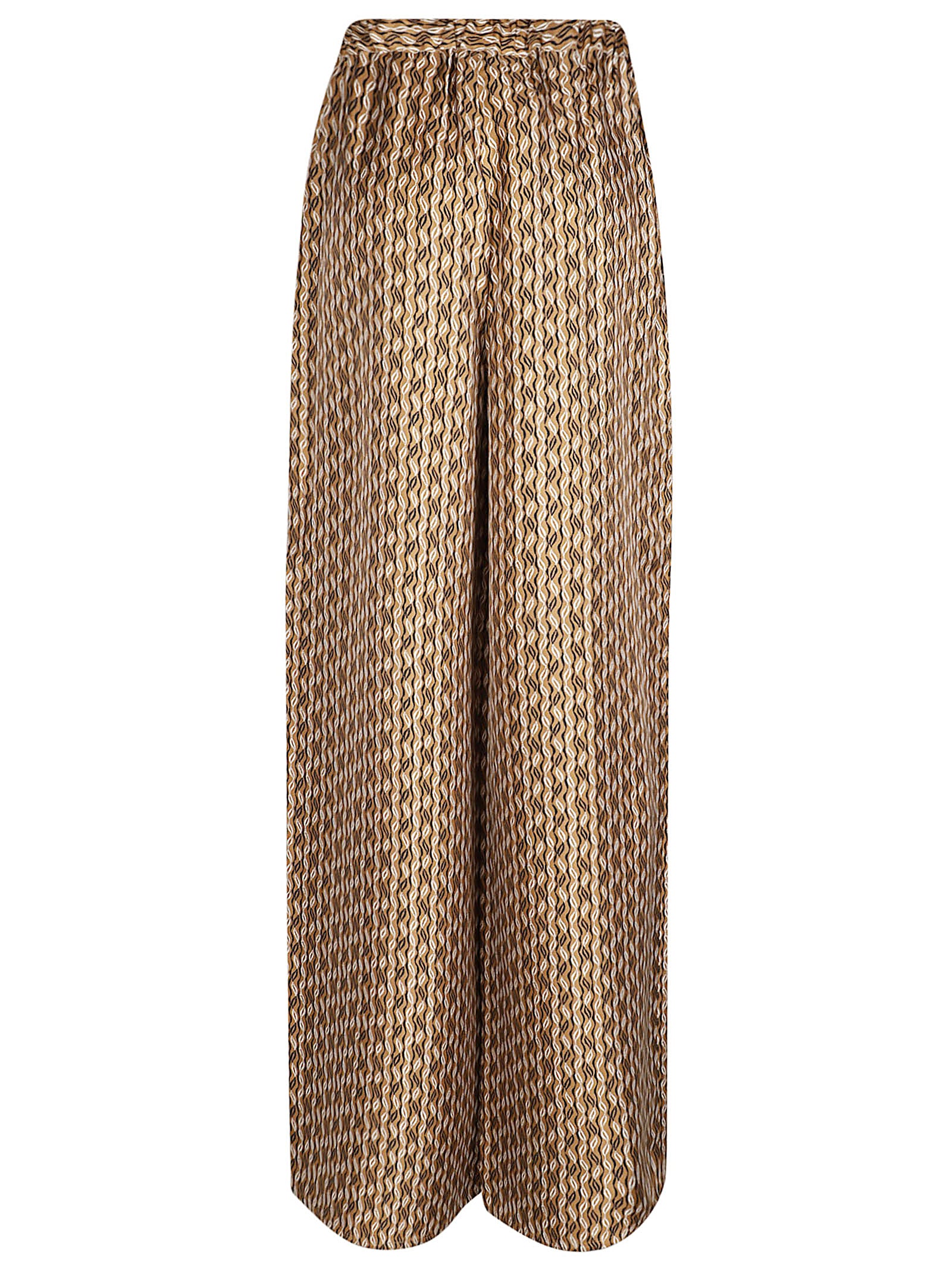 High-Waist Wide-Leg Trousers with Geometric Texture