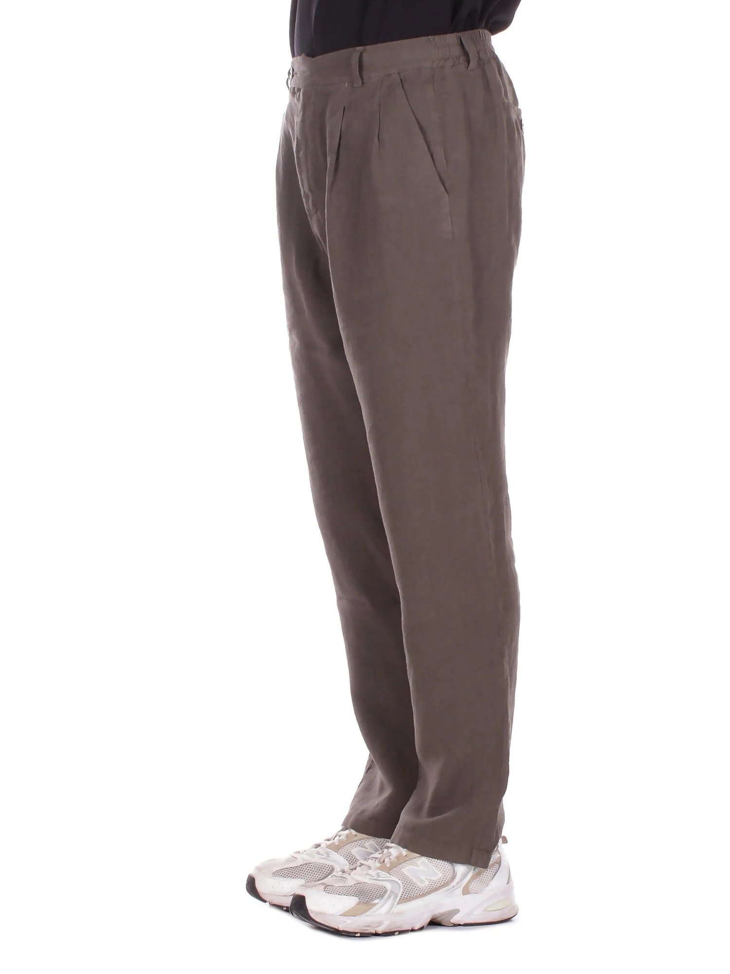 Relaxed Fit Tapered Leg Pants with Button Detailing
