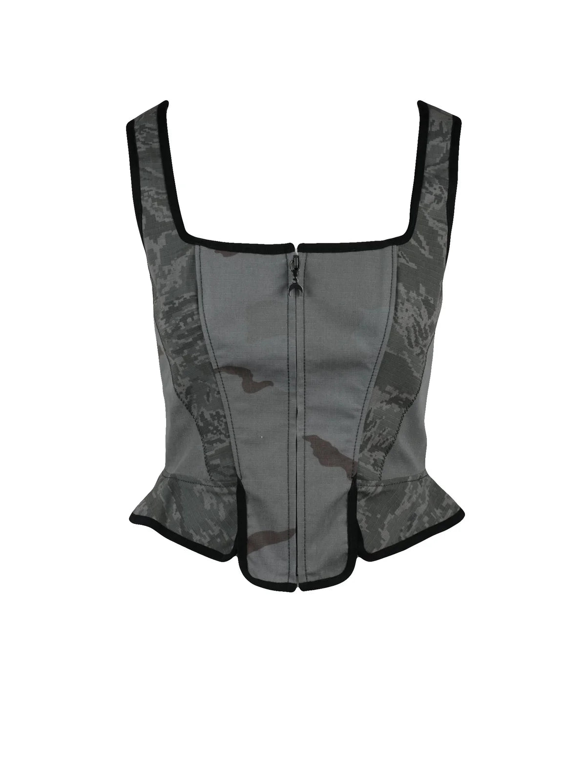 Grey Polyester Cotton Viscose Women's Top