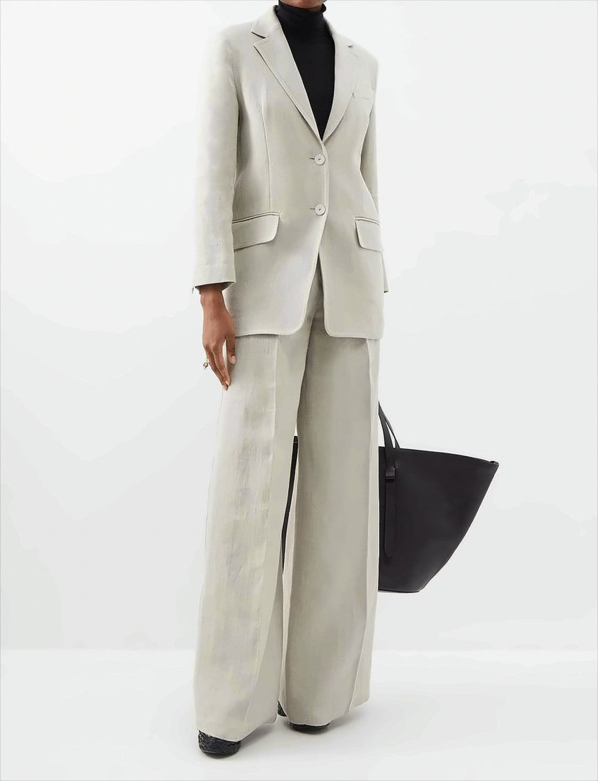 Tailored Linen Single-Breasted Jacket