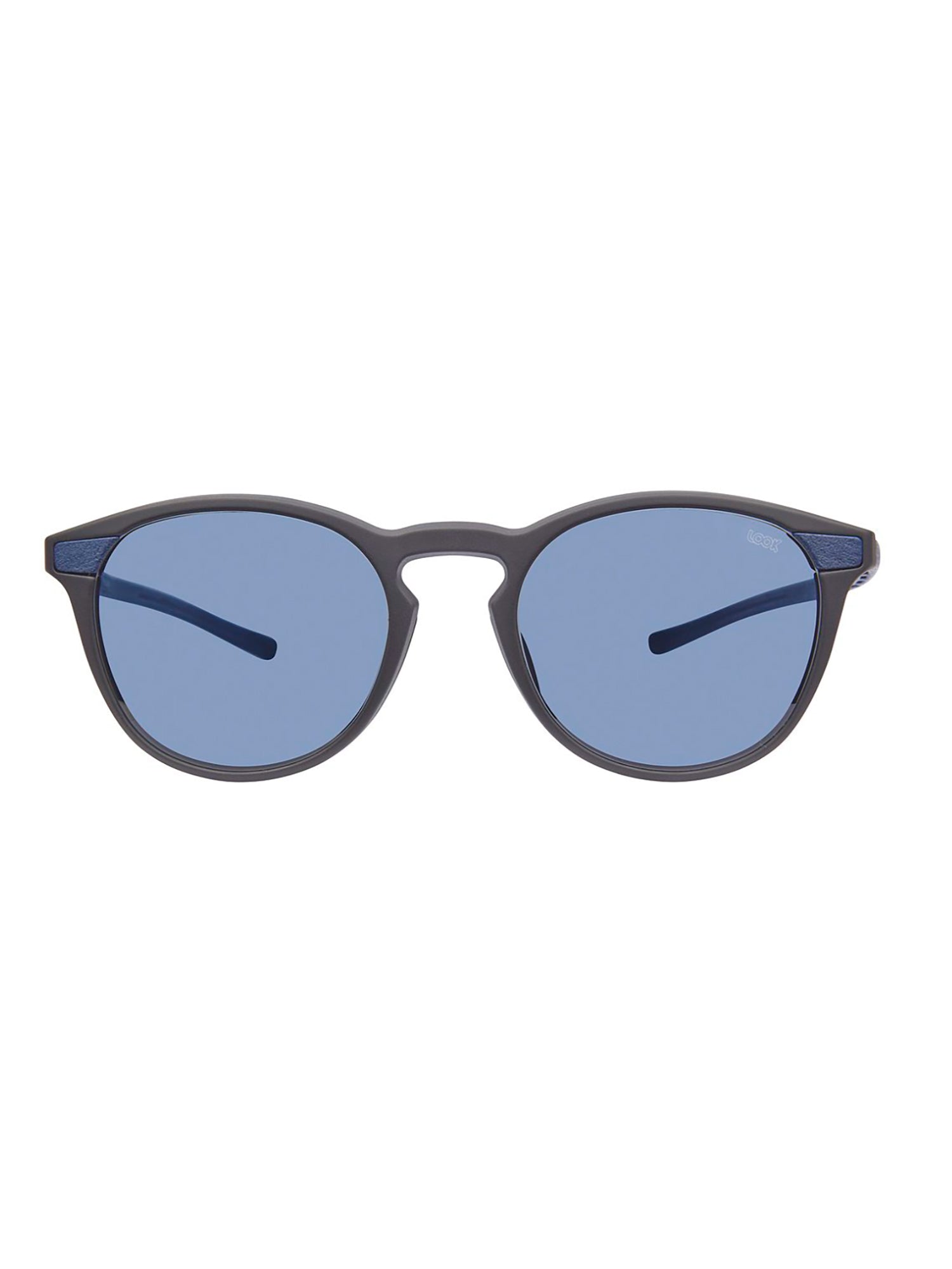 Oval-Shaped Blue Lens Sunglasses With Textured Temples