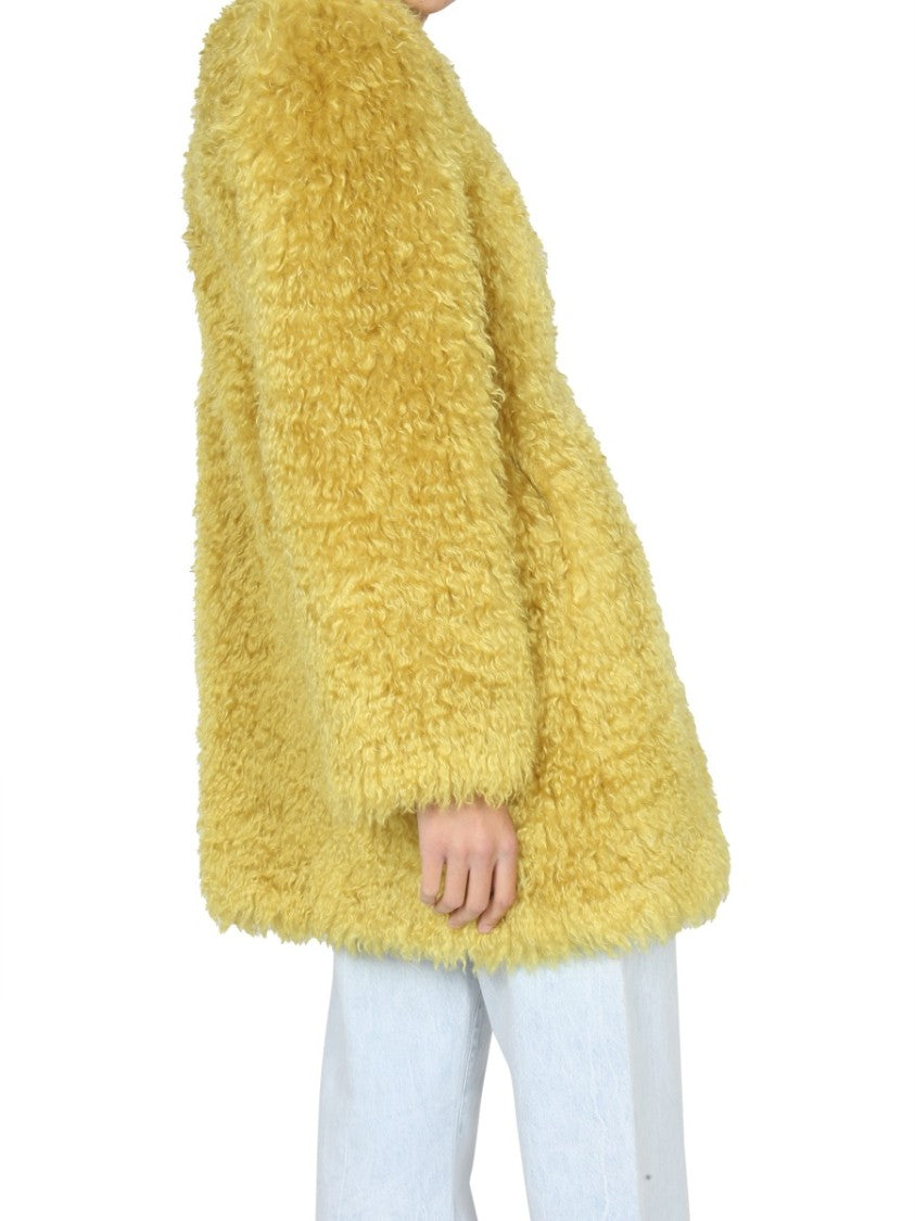 Textured Faux Fur Coat