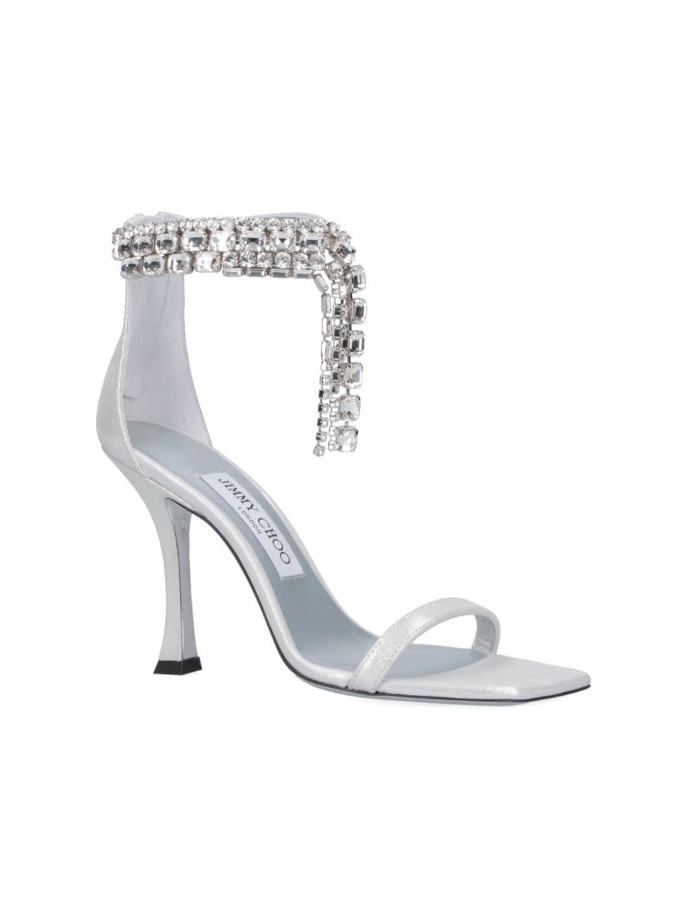 "Verity 100" Rhinestone Slingback Sandals Silver