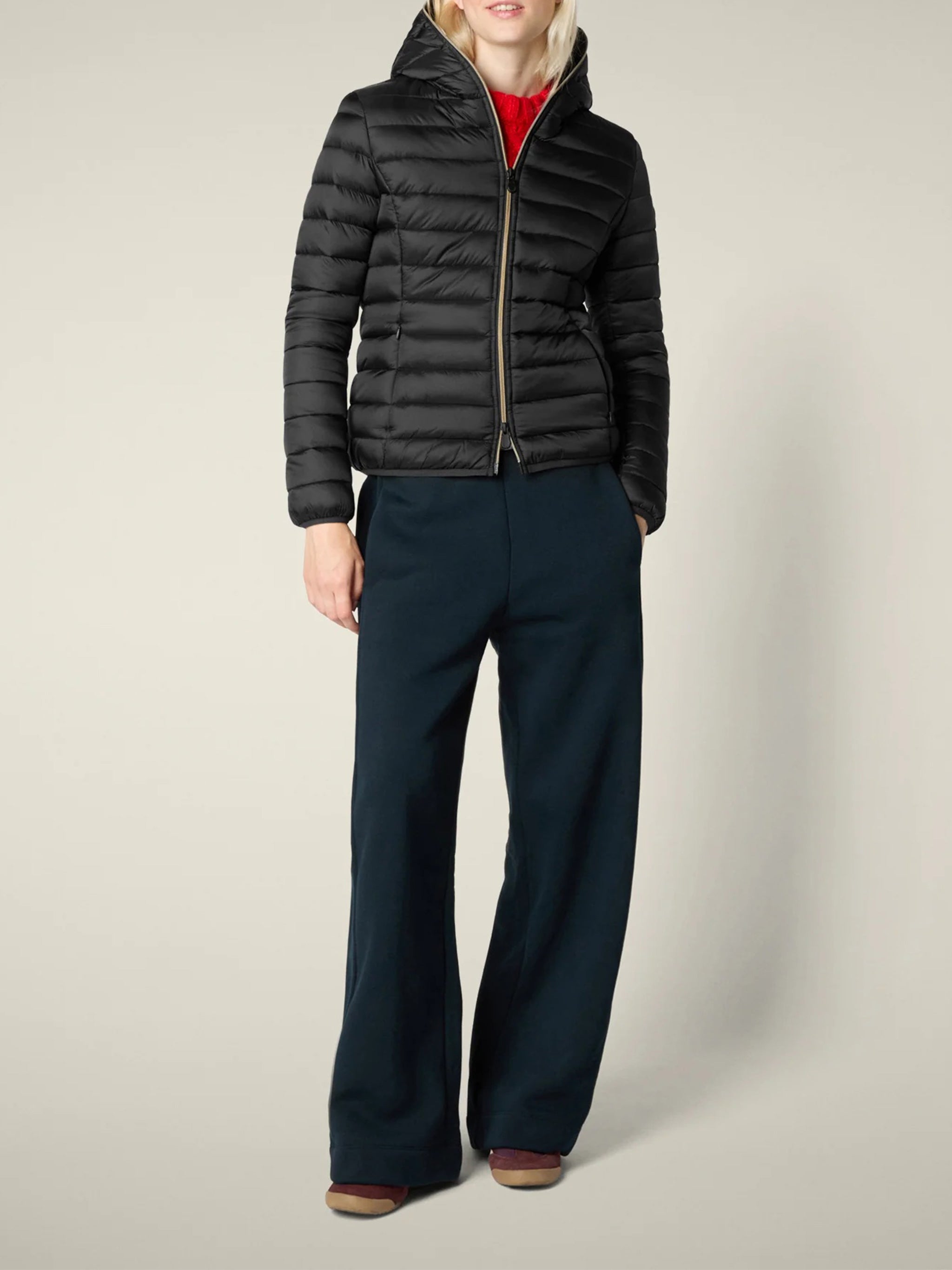 Black Alexa Lightweight Cropped Puffer Jacket