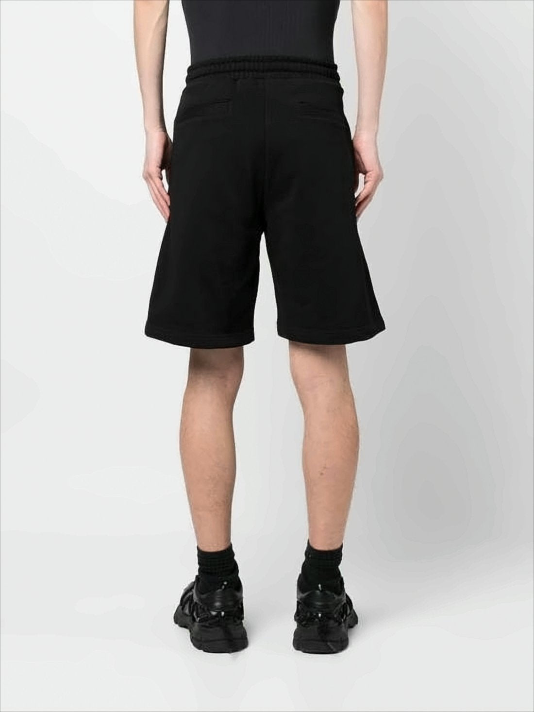 Relaxed Fit Black Cotton Shorts