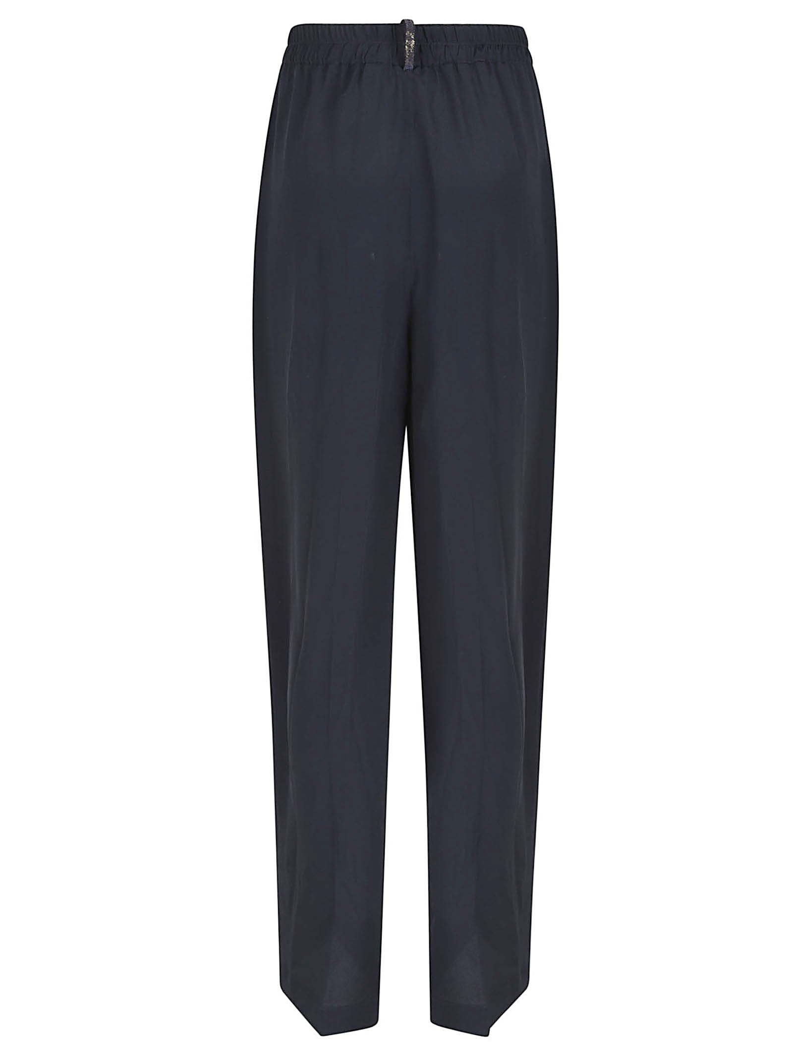 Relaxed Fit Straight Leg Trousers with Elastic Waistband