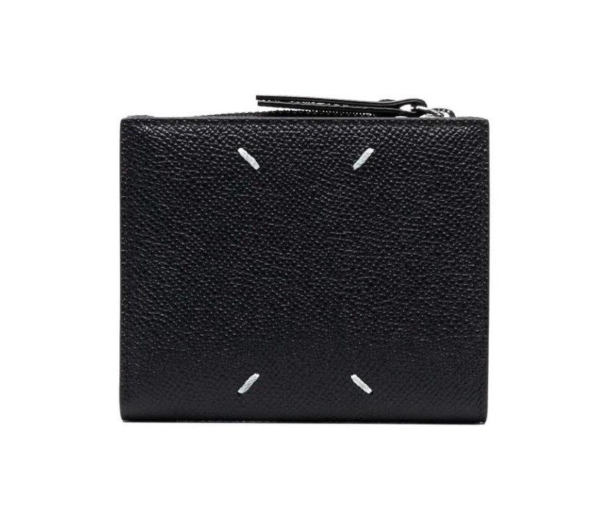 Textured Calf Leather Compact Bifold Wallet