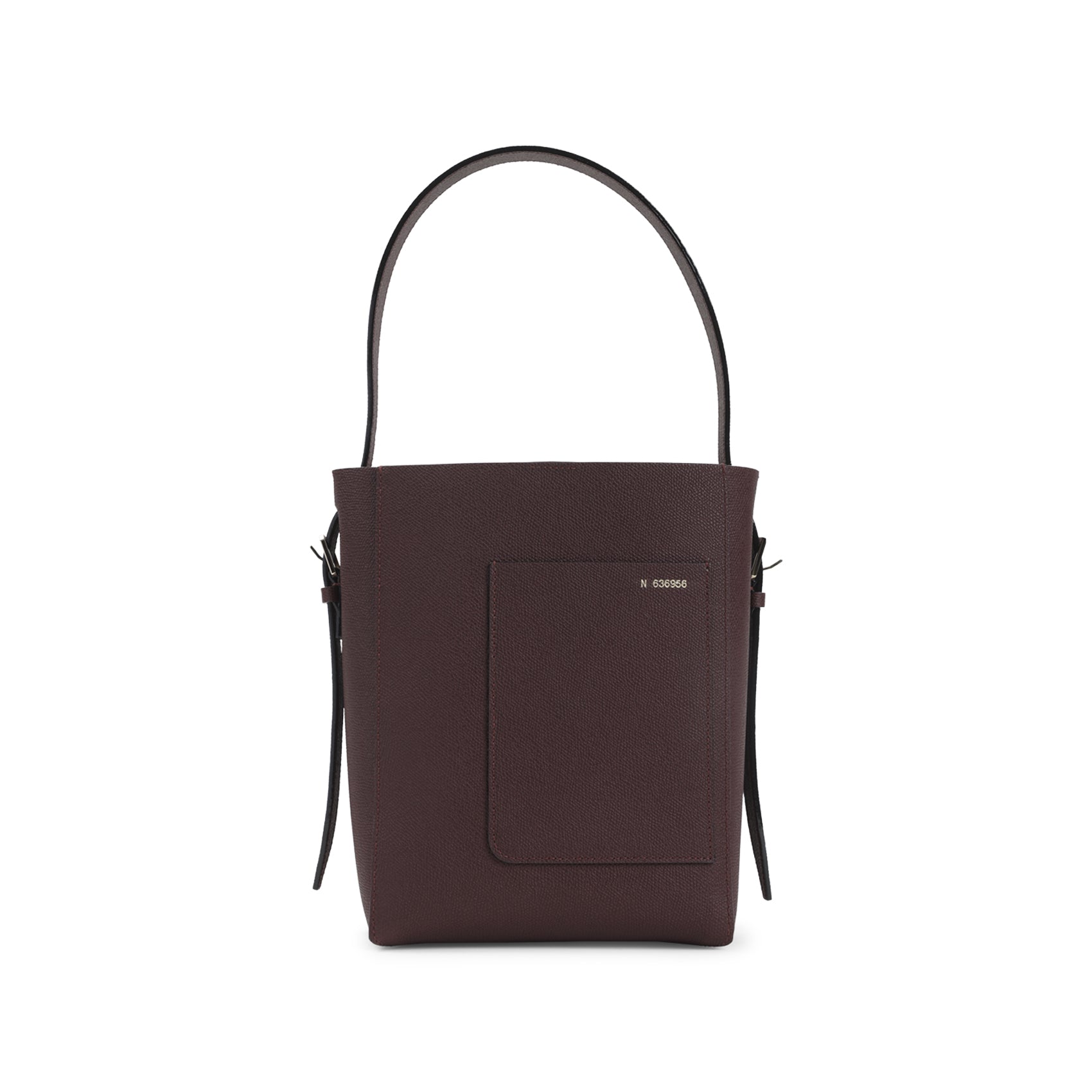 Structured Burgundy Calf Leather Bucket Bag