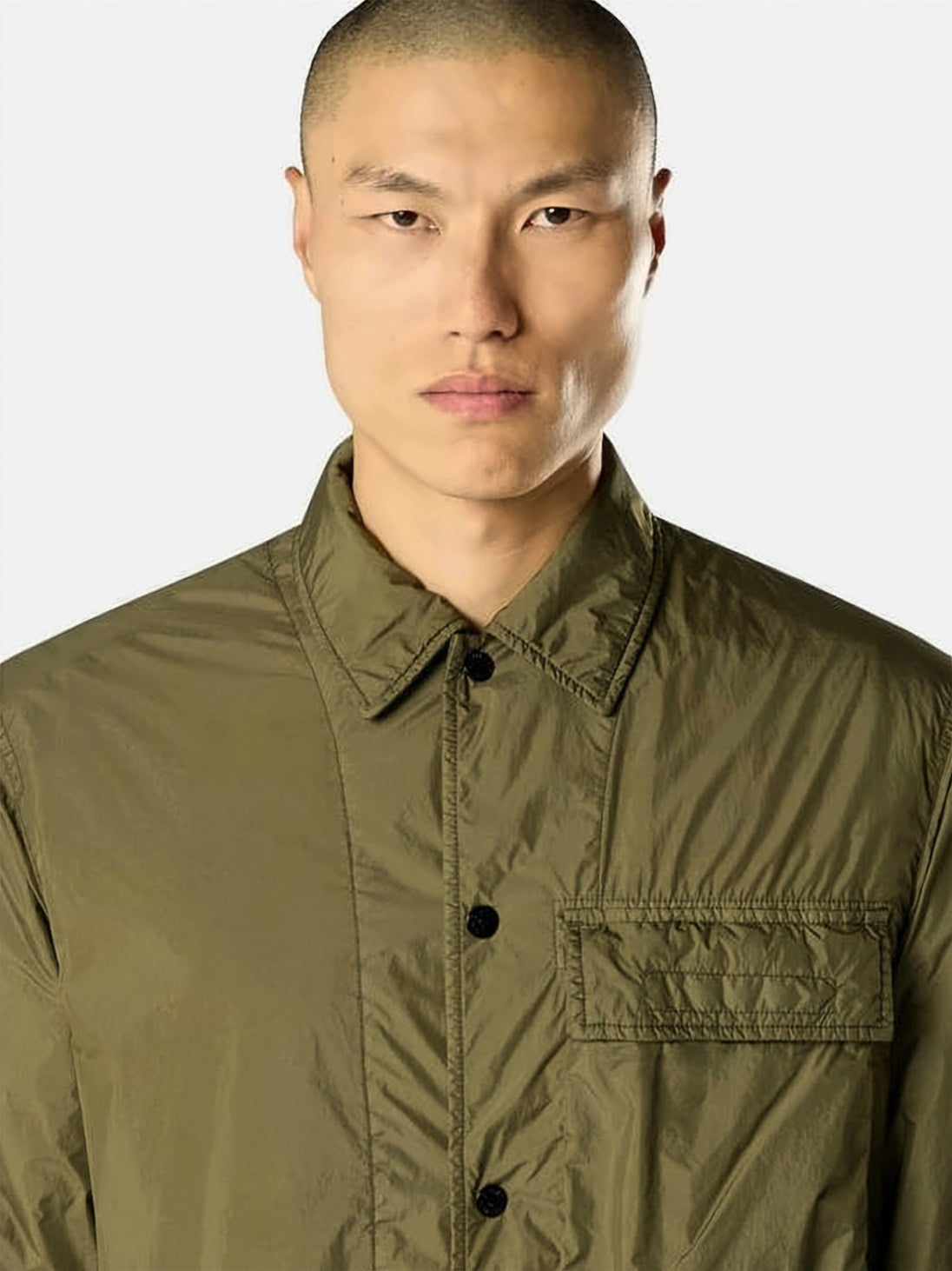Crinkled Texture Padded Overshirt with Signature Patch