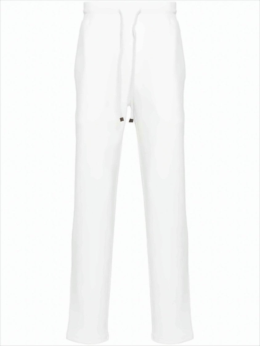 White Jogging Pants with Tapered Legs
