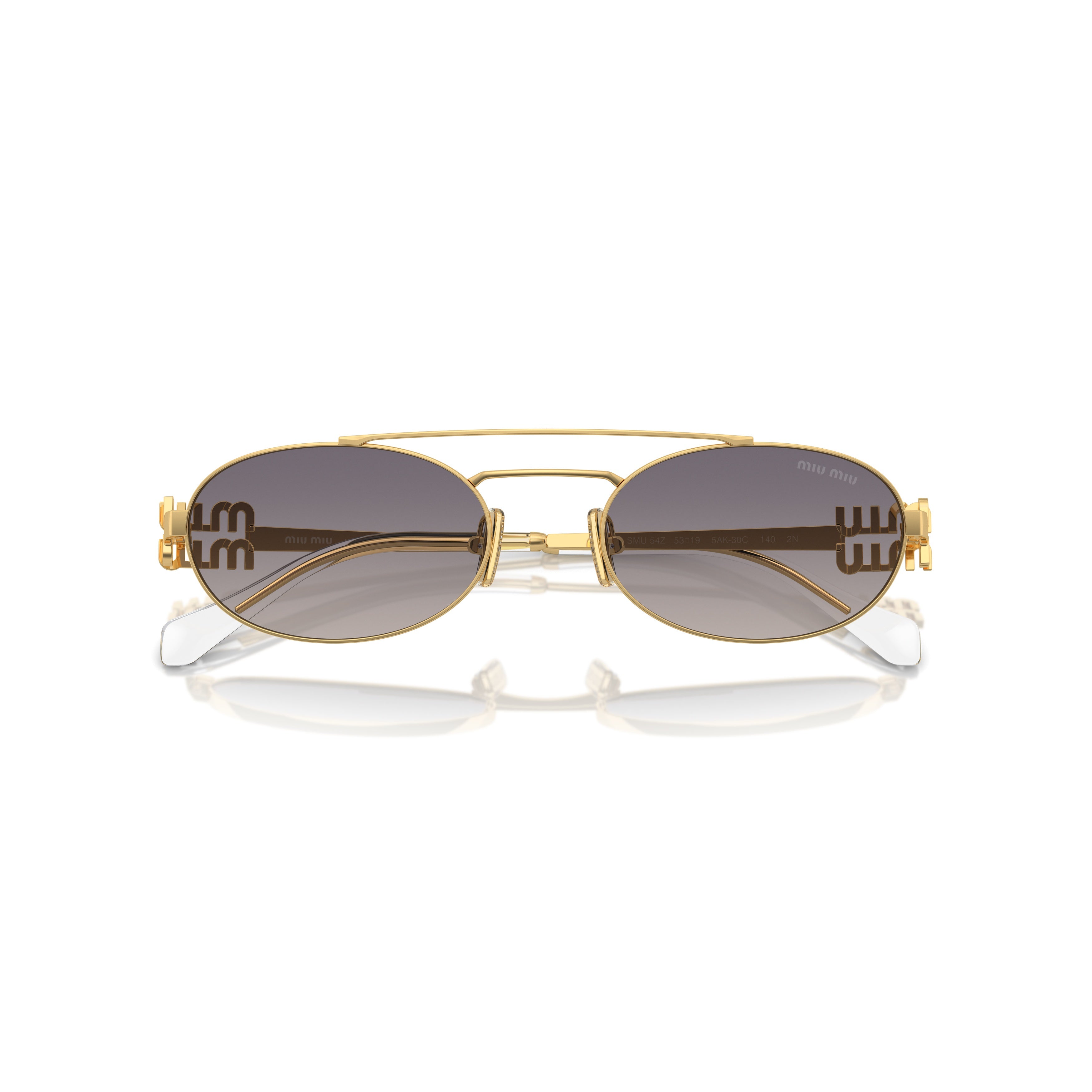 0mu 54zs Oval Gold-Toned Metal Sunglasses