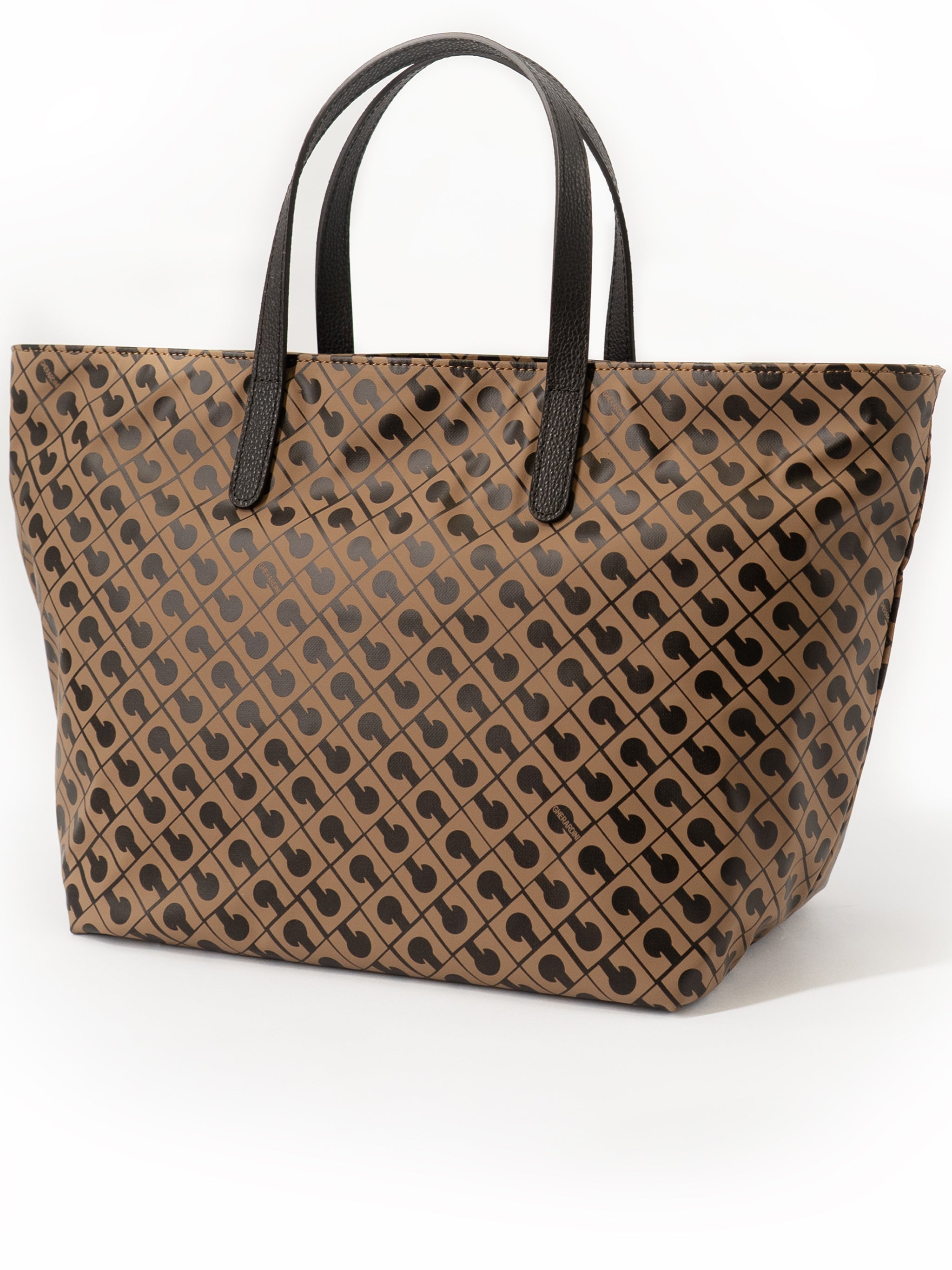 Brown Trapezoidal Geometric Pattern Medium Shopper