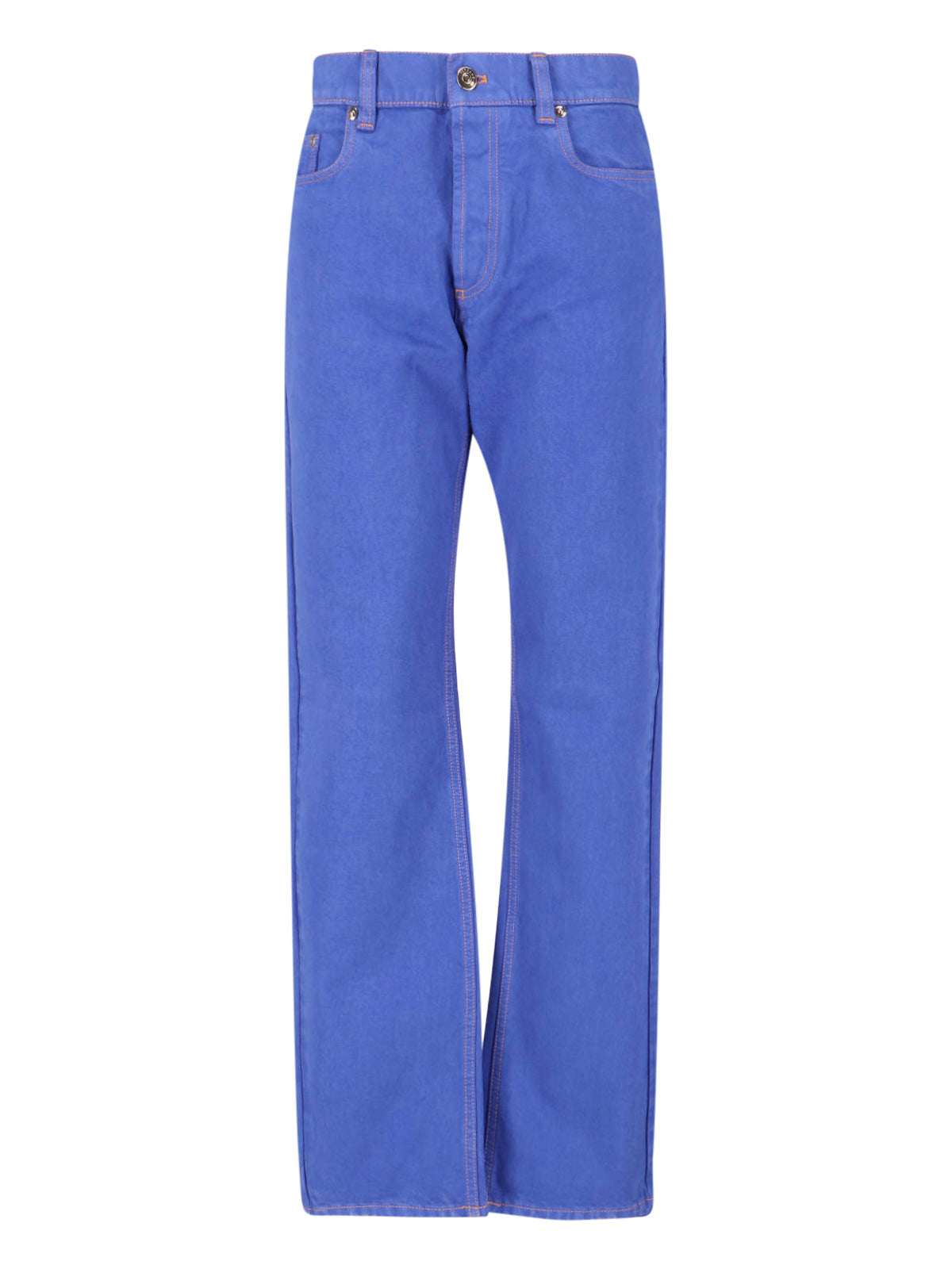 Blue Straight-Leg Medusa Denim Jeans