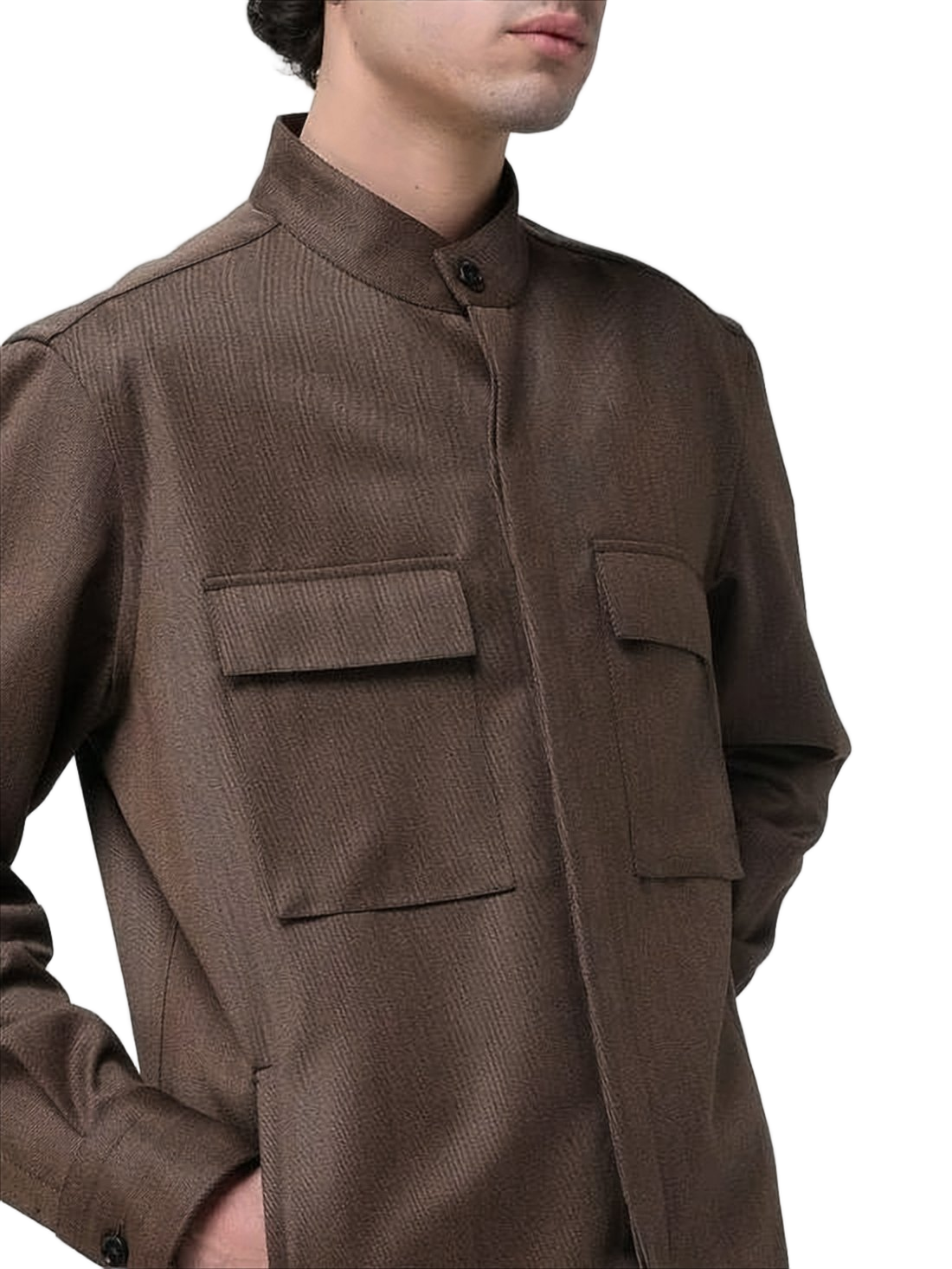 Structured Long-Sleeve Wool Shirt