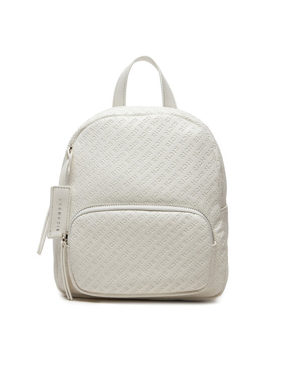 Textured Monochromatic Backpack with Embossed Pattern