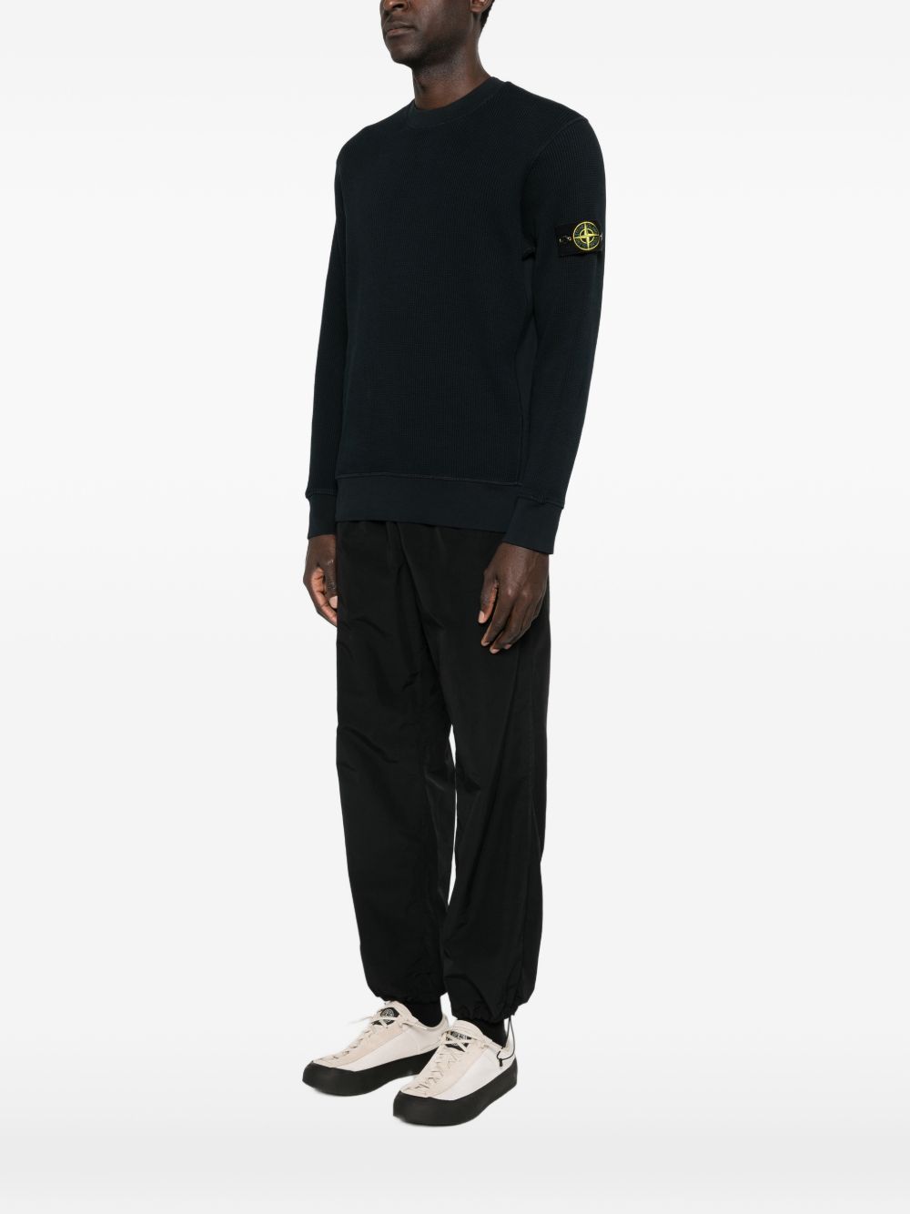 Long Sleeve Ribbed Pullover with Distinctive Patch