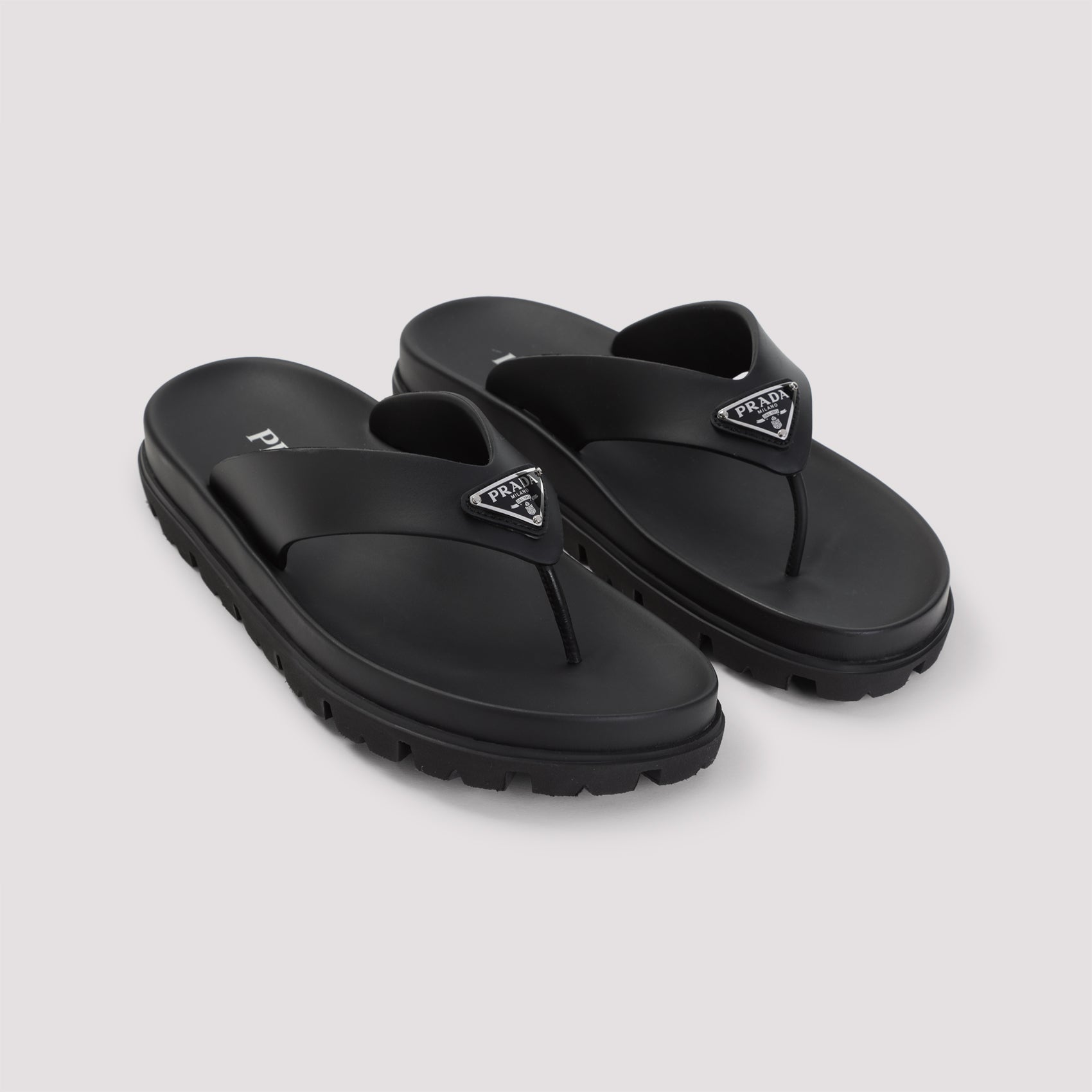 Minimalist Black Sandals with Rugged Sole