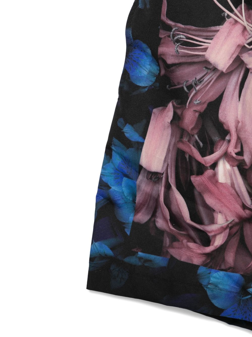 Floral Print Black Shorts