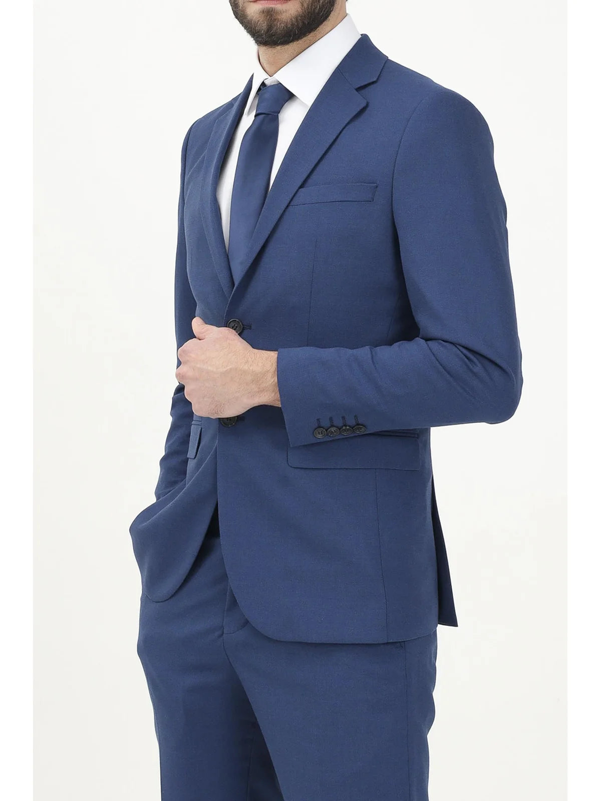 Blue Wool Polyester Viscose Tailored Jacket
