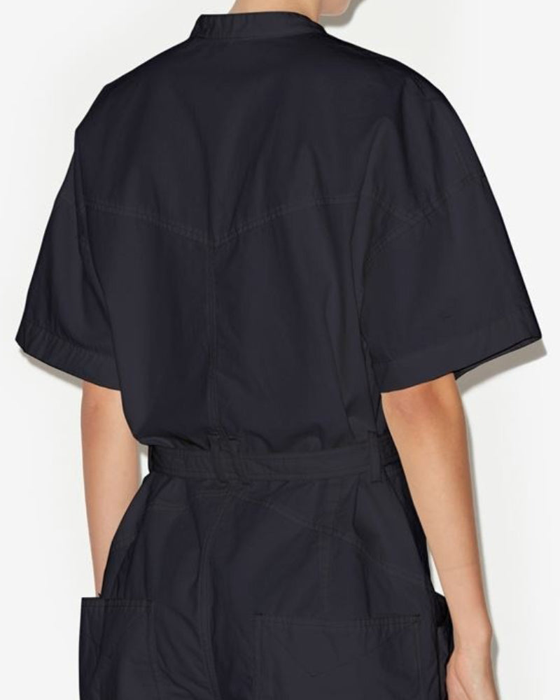 Short-Sleeved Blouse with Front Button Closure