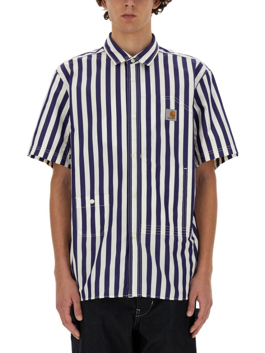 Short-Sleeved Vertical Stripe Shirt